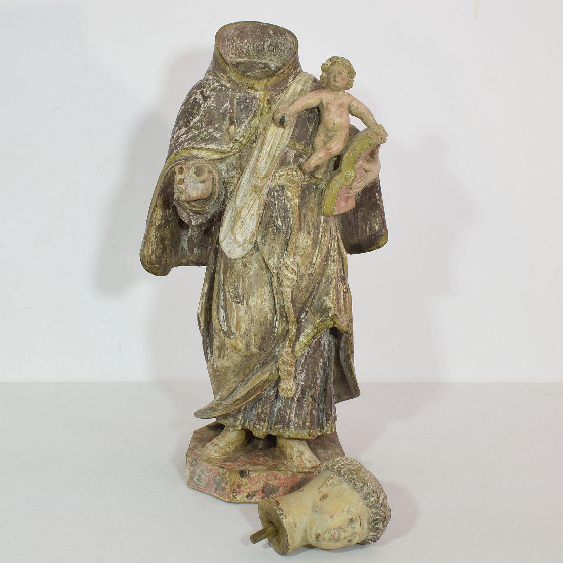 18th Century Portuguese Carved Wooden Statue of Saint Anthony 11