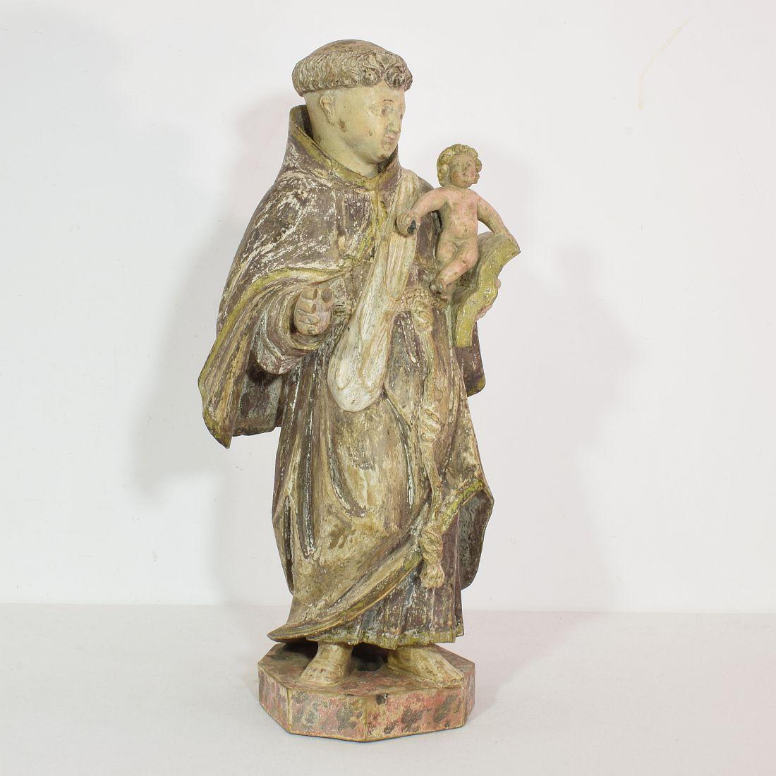 18th Century and Earlier 18th Century Portuguese Carved Wooden Statue of Saint Anthony