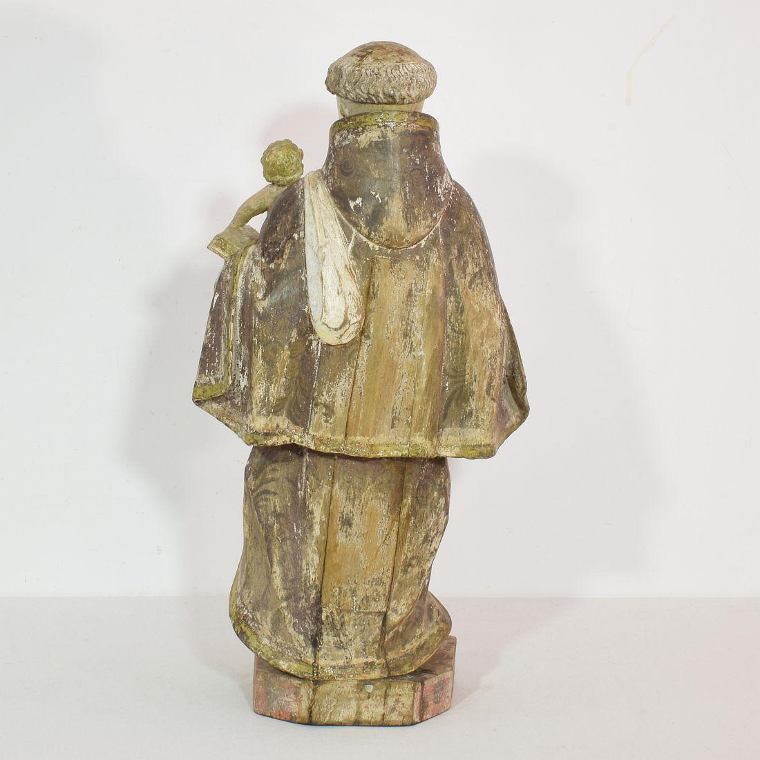 18th Century Portuguese Carved Wooden Statue of Saint Anthony 2