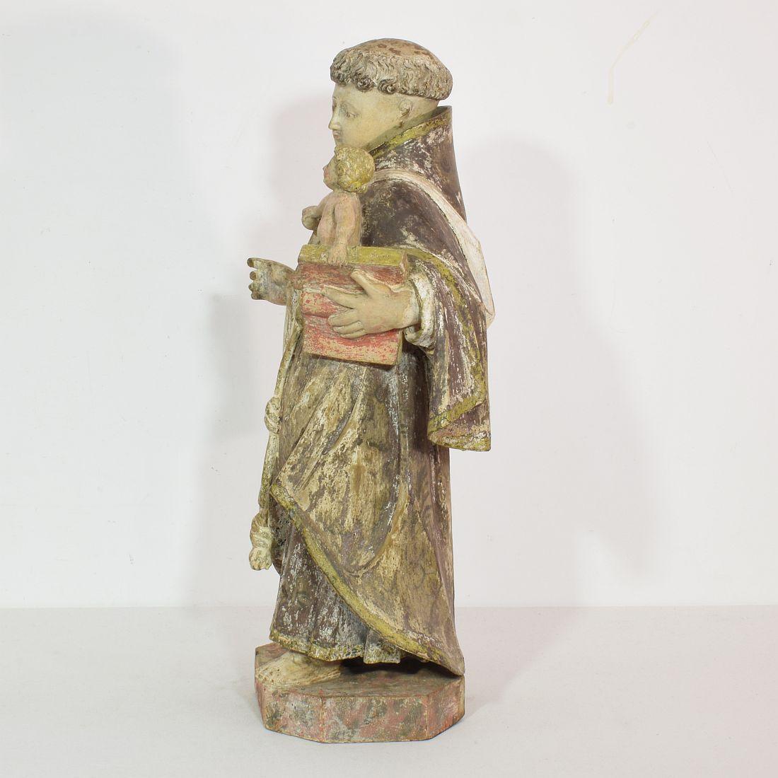 18th Century Portuguese Carved Wooden Statue of Saint Anthony 3