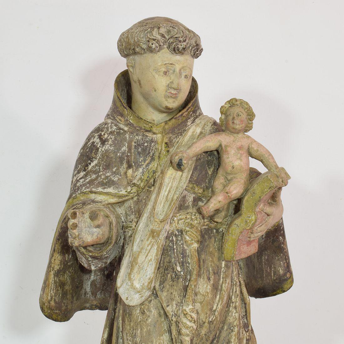 18th Century Portuguese Carved Wooden Statue of Saint Anthony 4