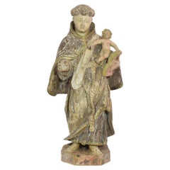 18th Century Portuguese Carved Wooden Statue of Saint Anthony
