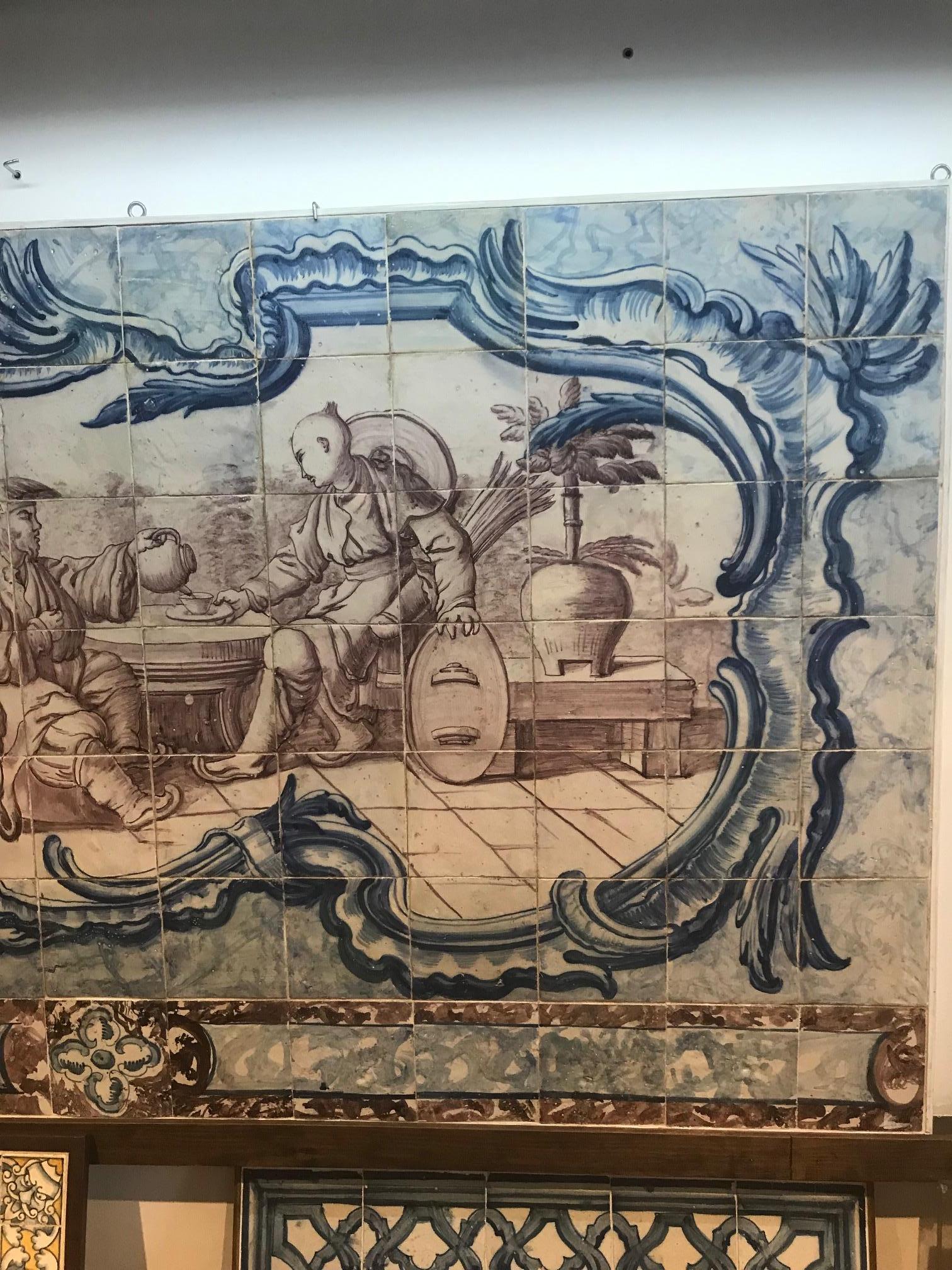 18th Century Portuguese  Tile Panel , blue on white and manganese. In Good Condition For Sale In Lisbon, PT
