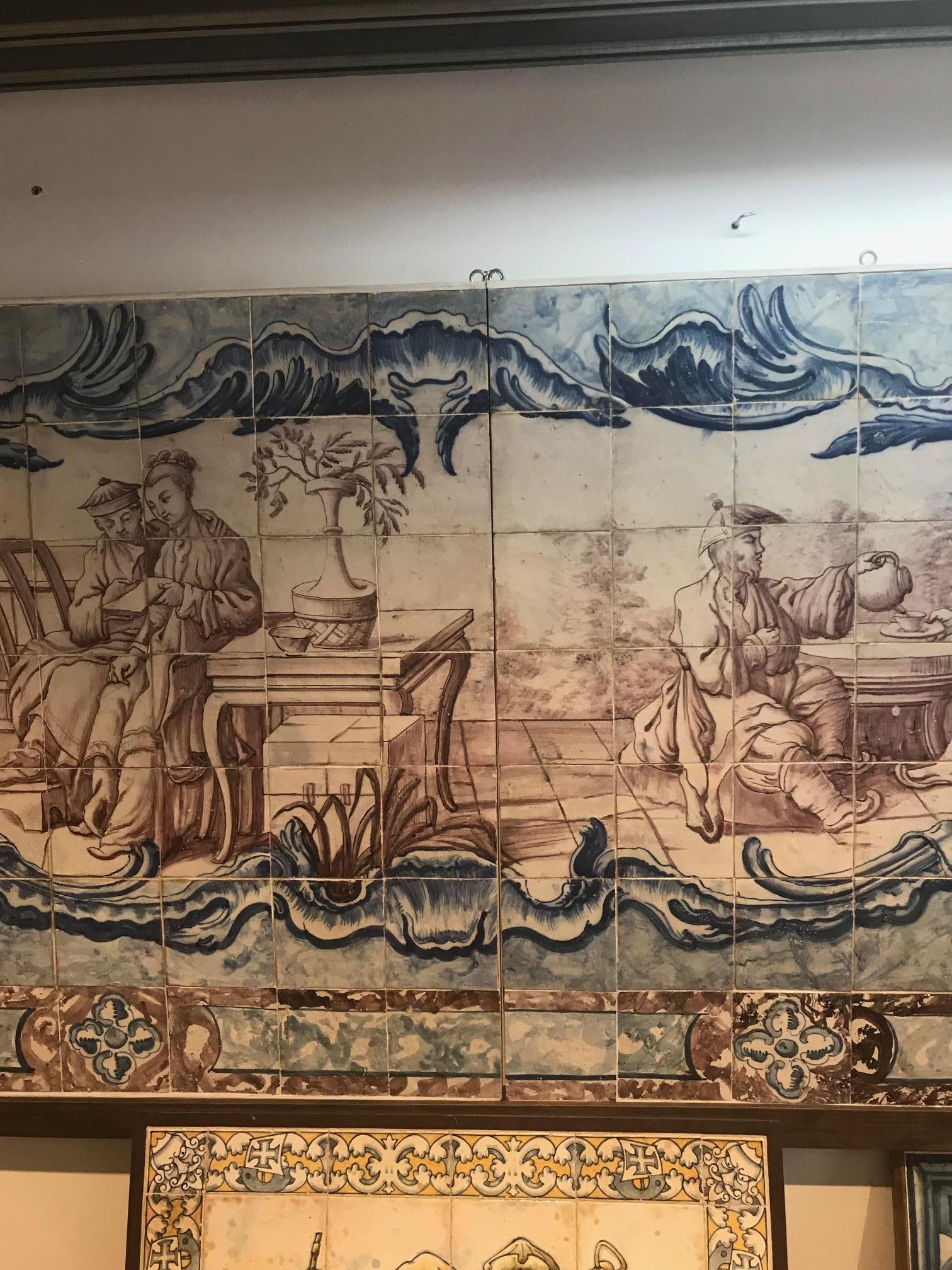 18th Century and Earlier 18th Century Portuguese  Tile Panel , blue on white and manganese. For Sale