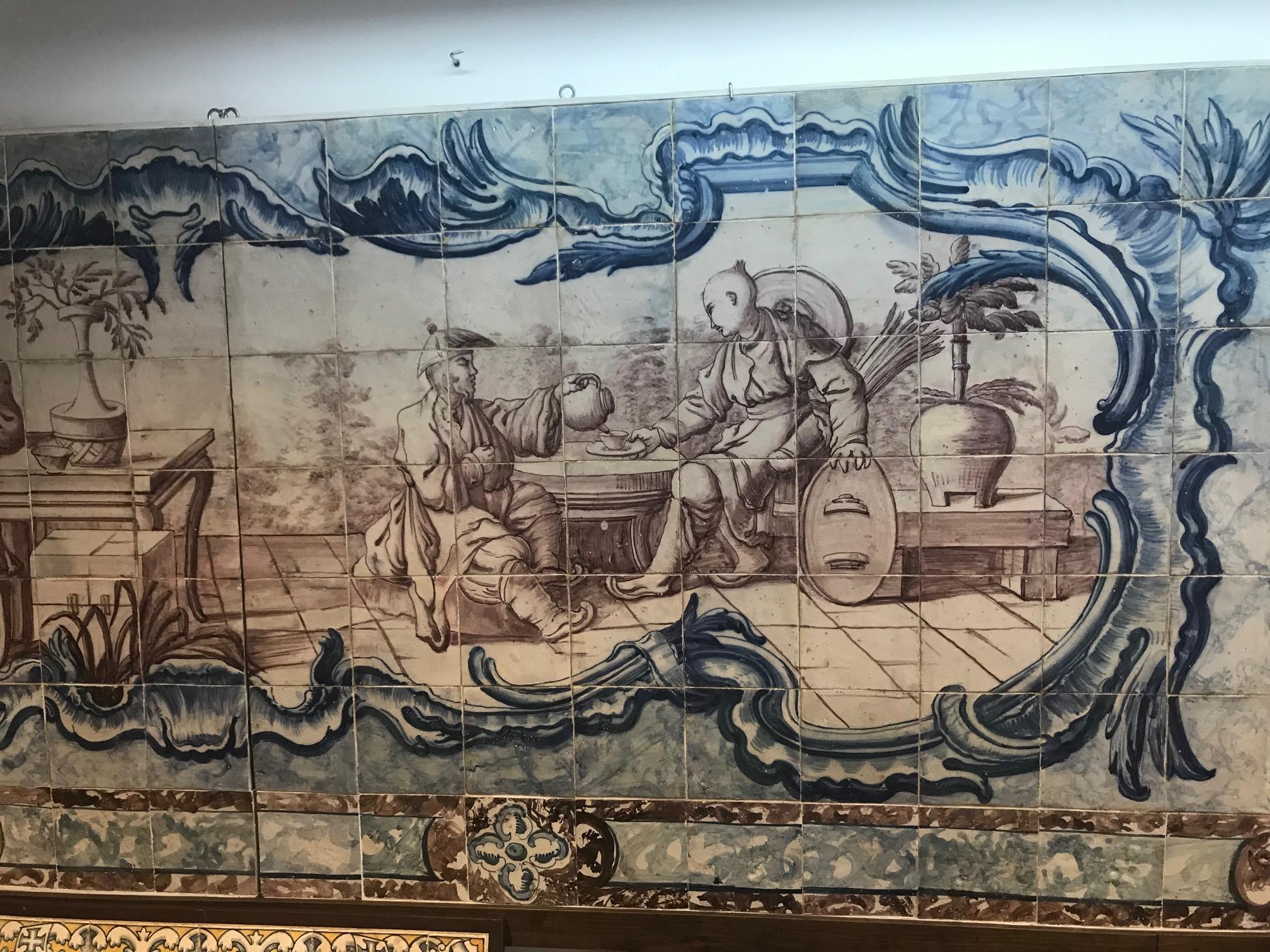 18th Century Portuguese  Tile Panel , blue on white and manganese. For Sale 1