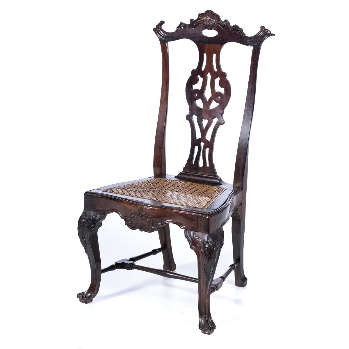 18th Century and Earlier 18th Century Portuguese Chair in Kingwood with Carvings