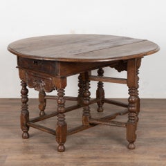 18th Century Portuguese Chestnut Drop Leaf Dining Console Table