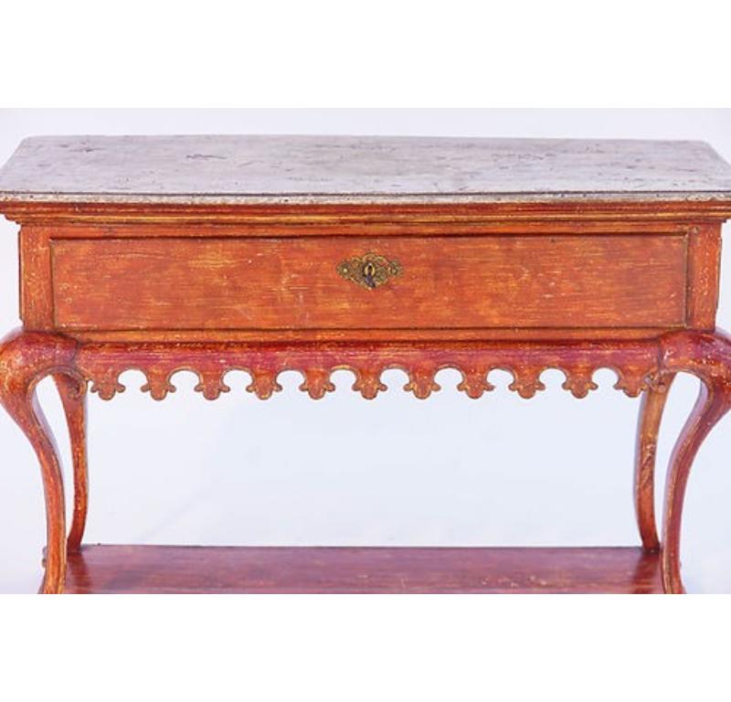 Neoclassical 18th Century Portuguese Red Painted Console For Sale