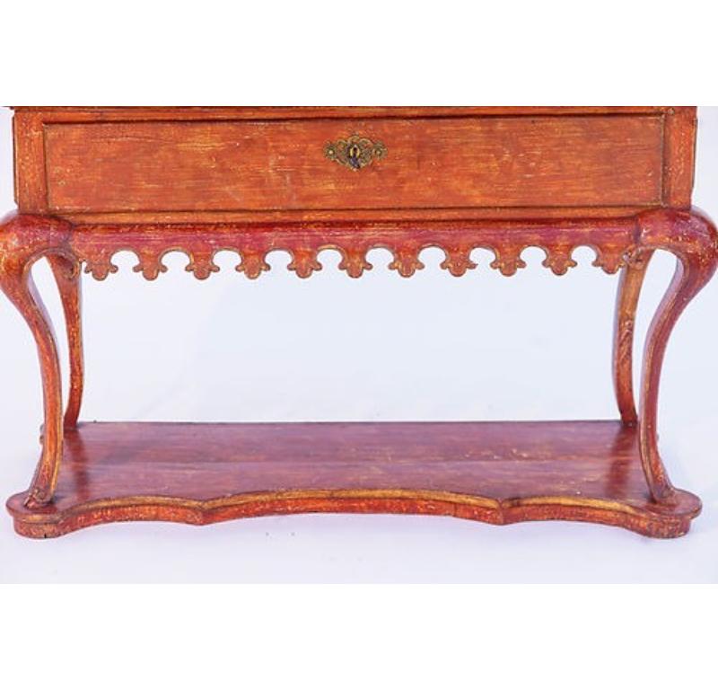 18th Century Portuguese Red Painted Console In Excellent Condition For Sale In Los Angeles, CA