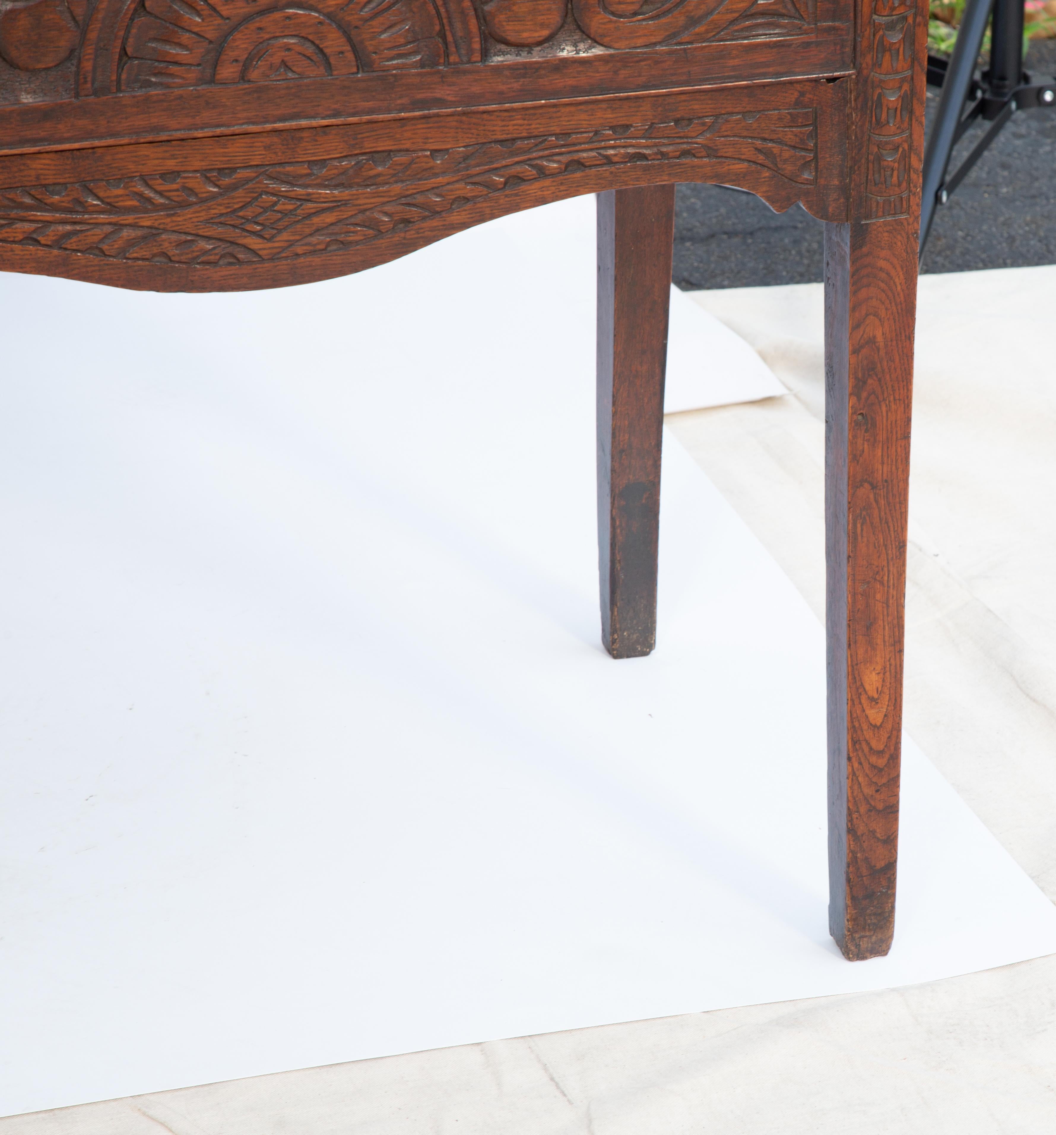 18th Century Portuguese Sideboard Console Table with Three Hand Carved Drawers In Distressed Condition For Sale In West Palm Beach, FL