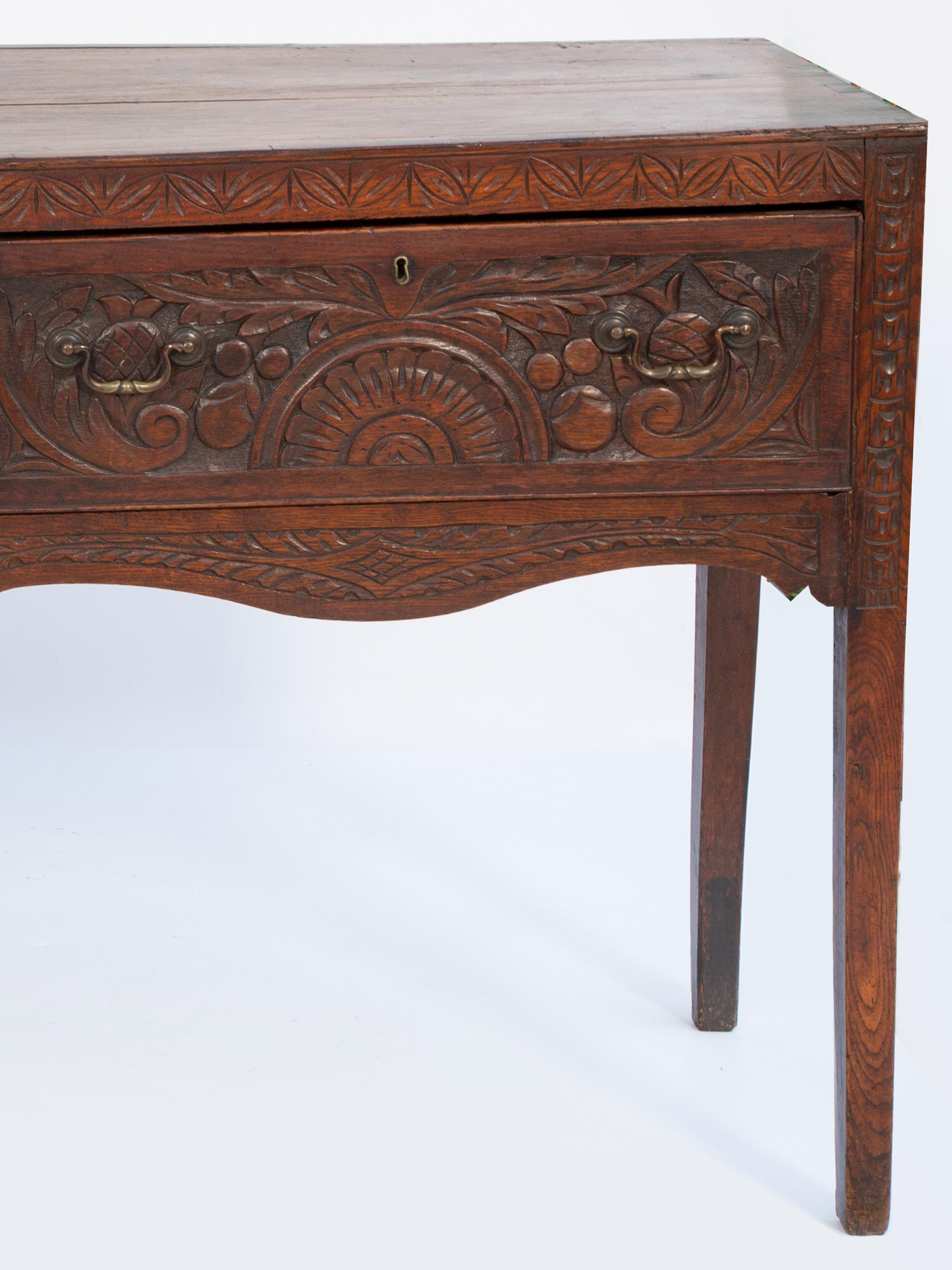 18th Century Portuguese Sideboard Console Table with Three Hand Carved Drawers For Sale 2