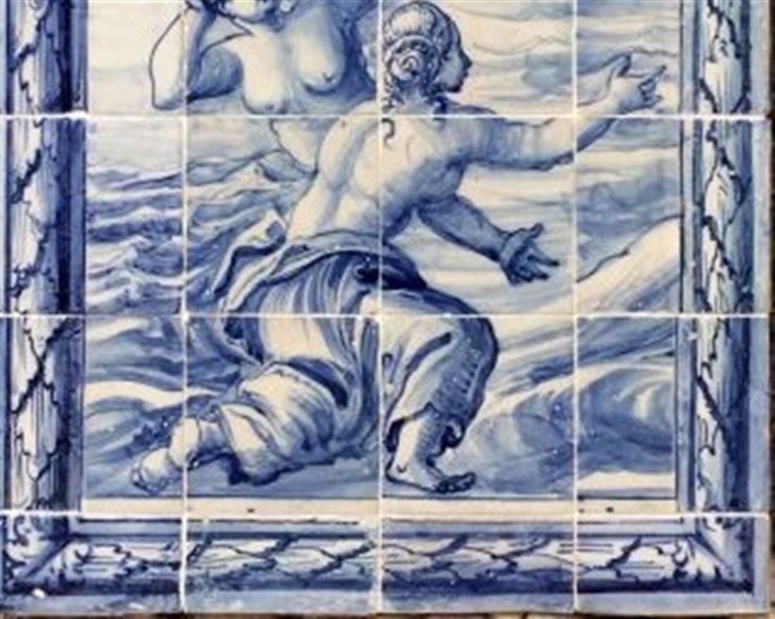 18th Century Portuguese blue on white Tile Panel 