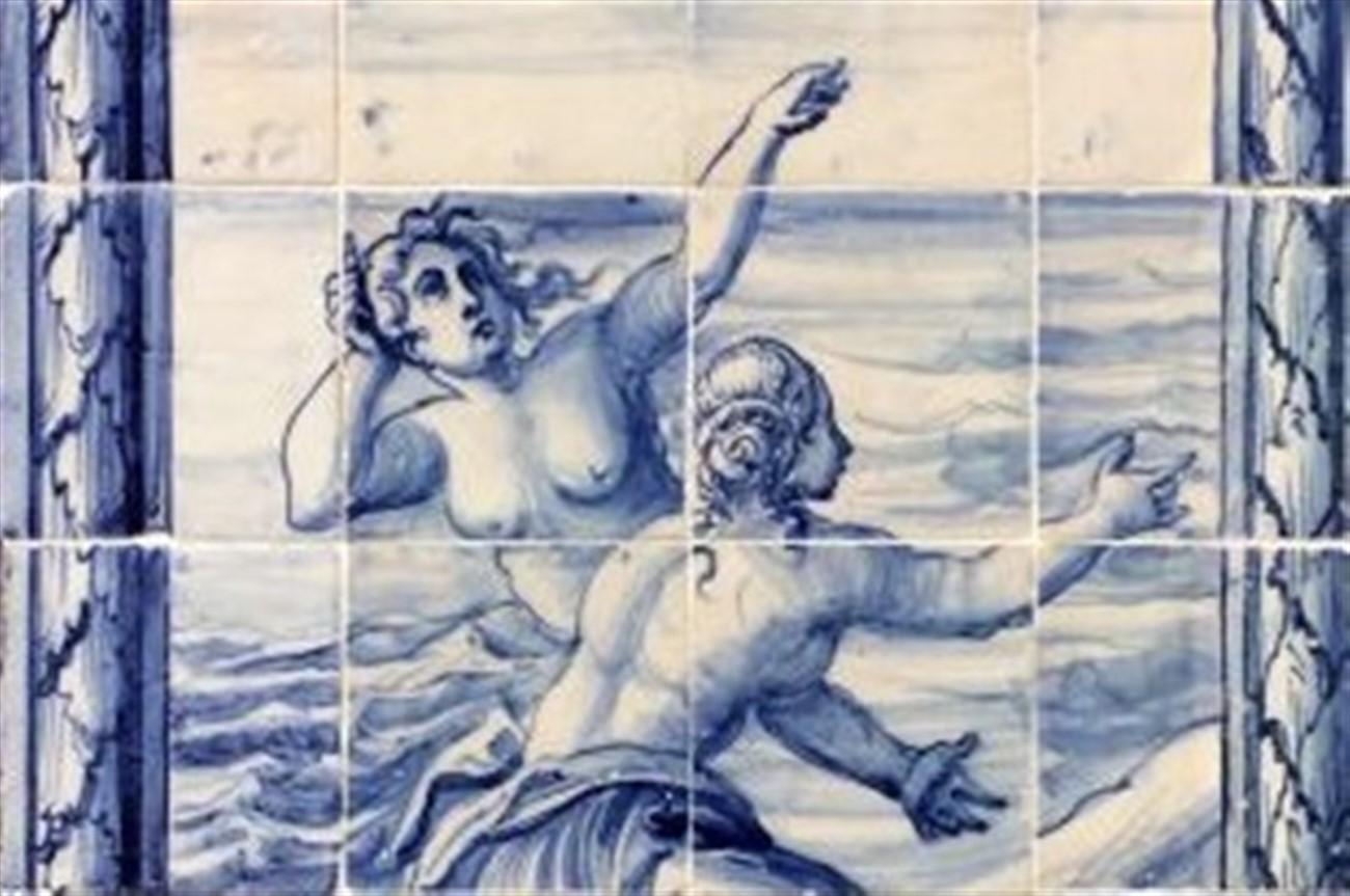 Ceramic 18th Century Portuguese blue on white Tile Panel 