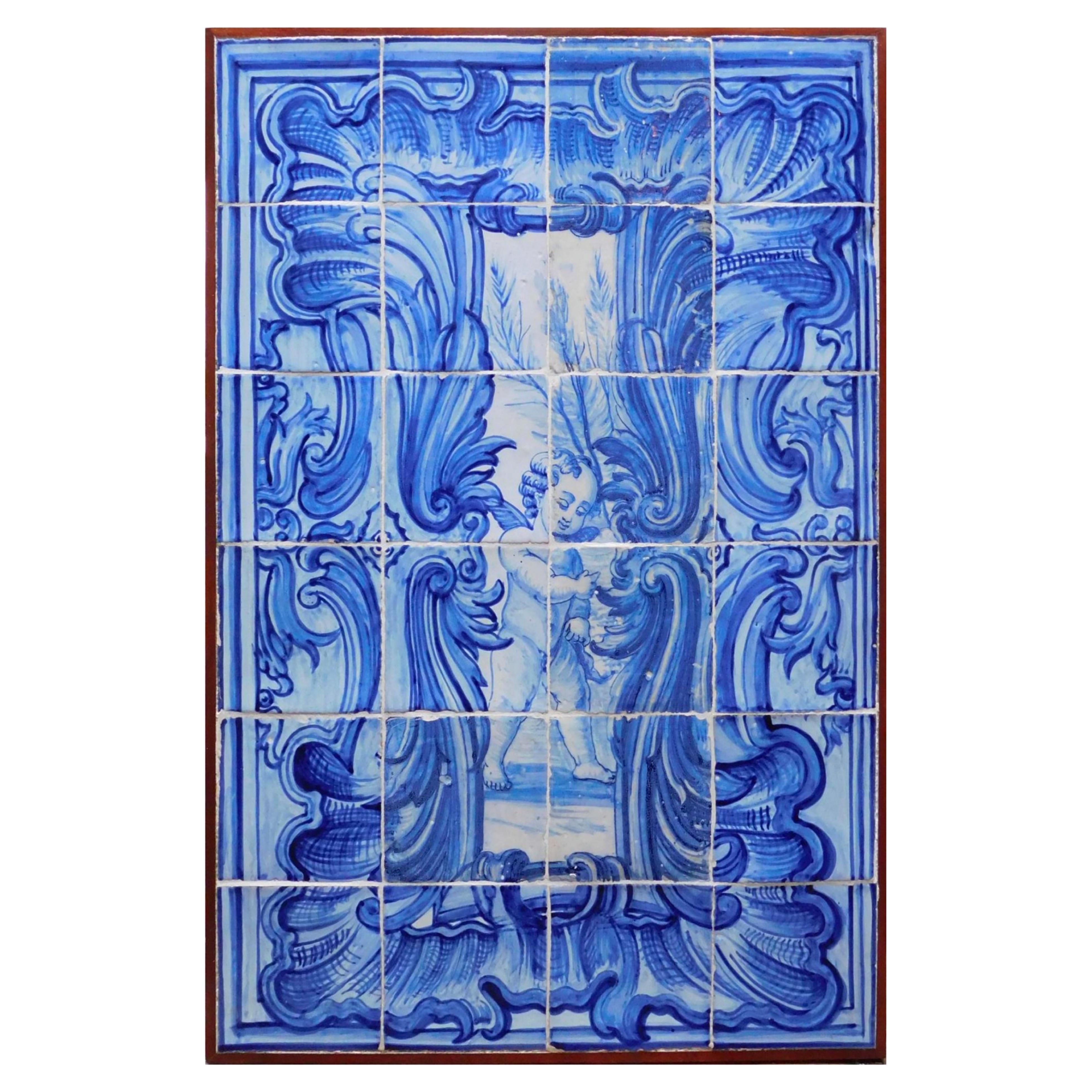 18th century Portuguese Tiles Panel "Angel"  For Sale