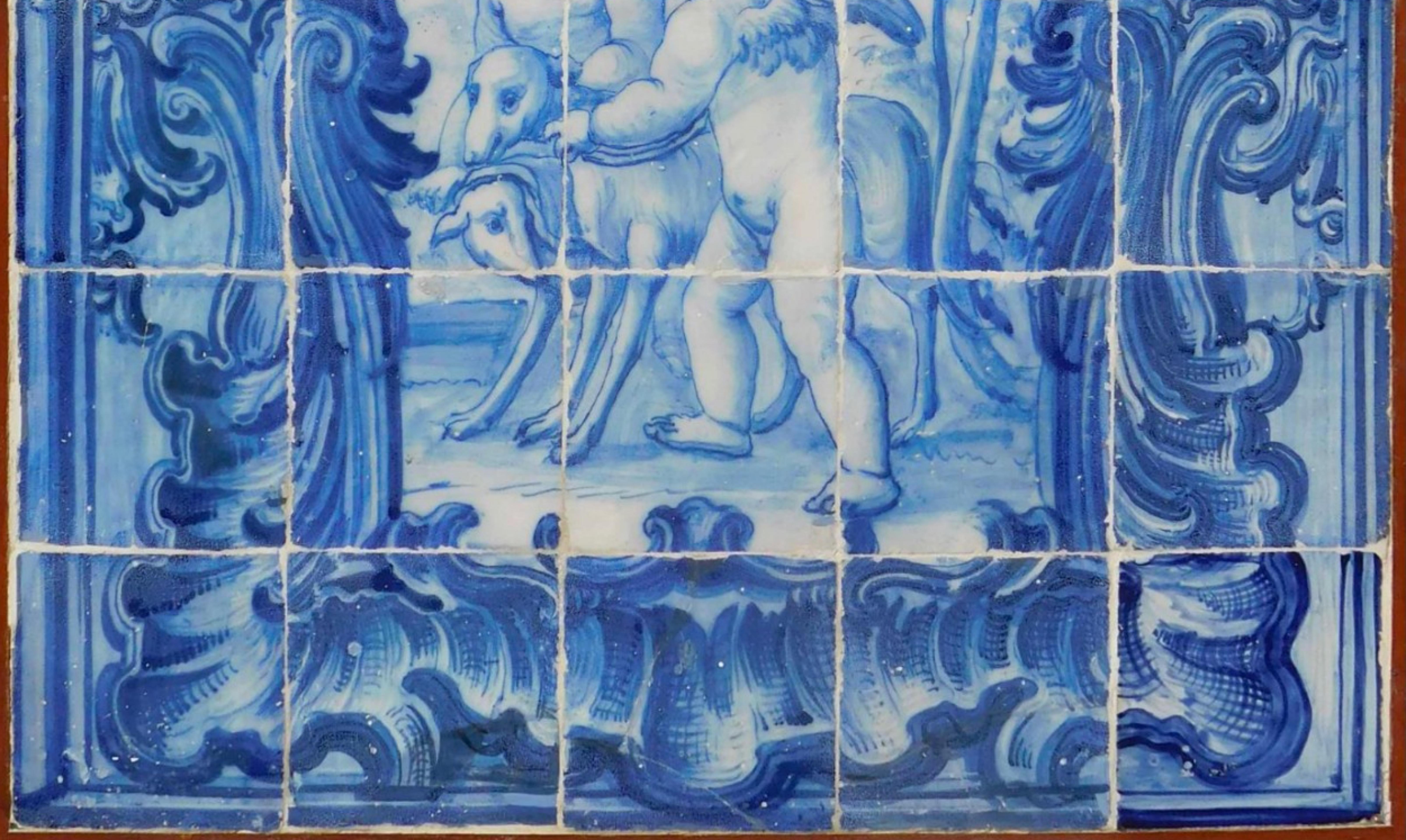 Portugiesische Kacheltafel „Engel“ aus dem 18. Jahrhundert
70cm x 84cm
30 Fliesen
gute Bedingungen