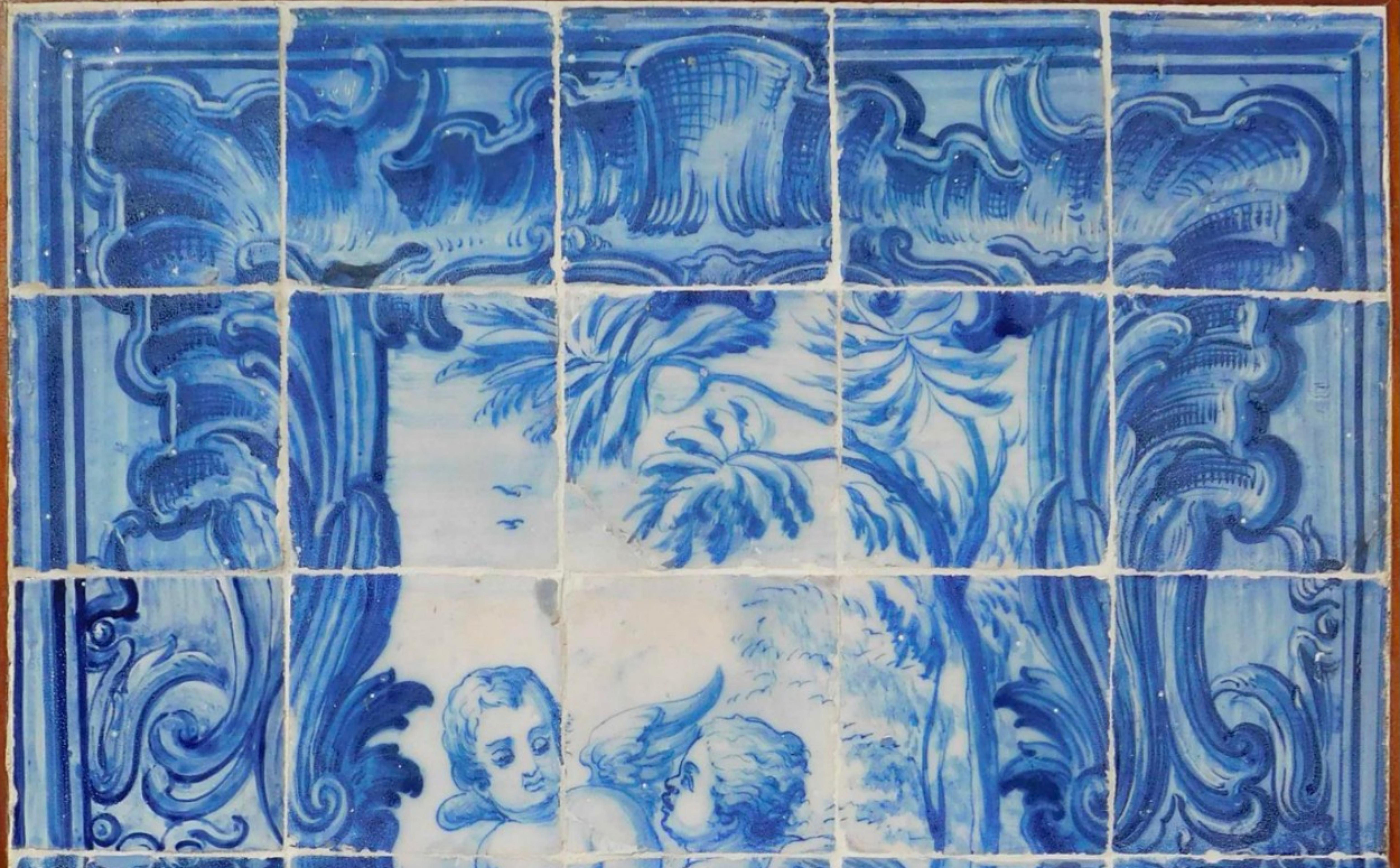 Baroque Panneau de carreaux portugais du 18e siècle « Anges »  en vente