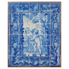 Pannello di piastrelle portoghesi del XVIII secolo "Angeli