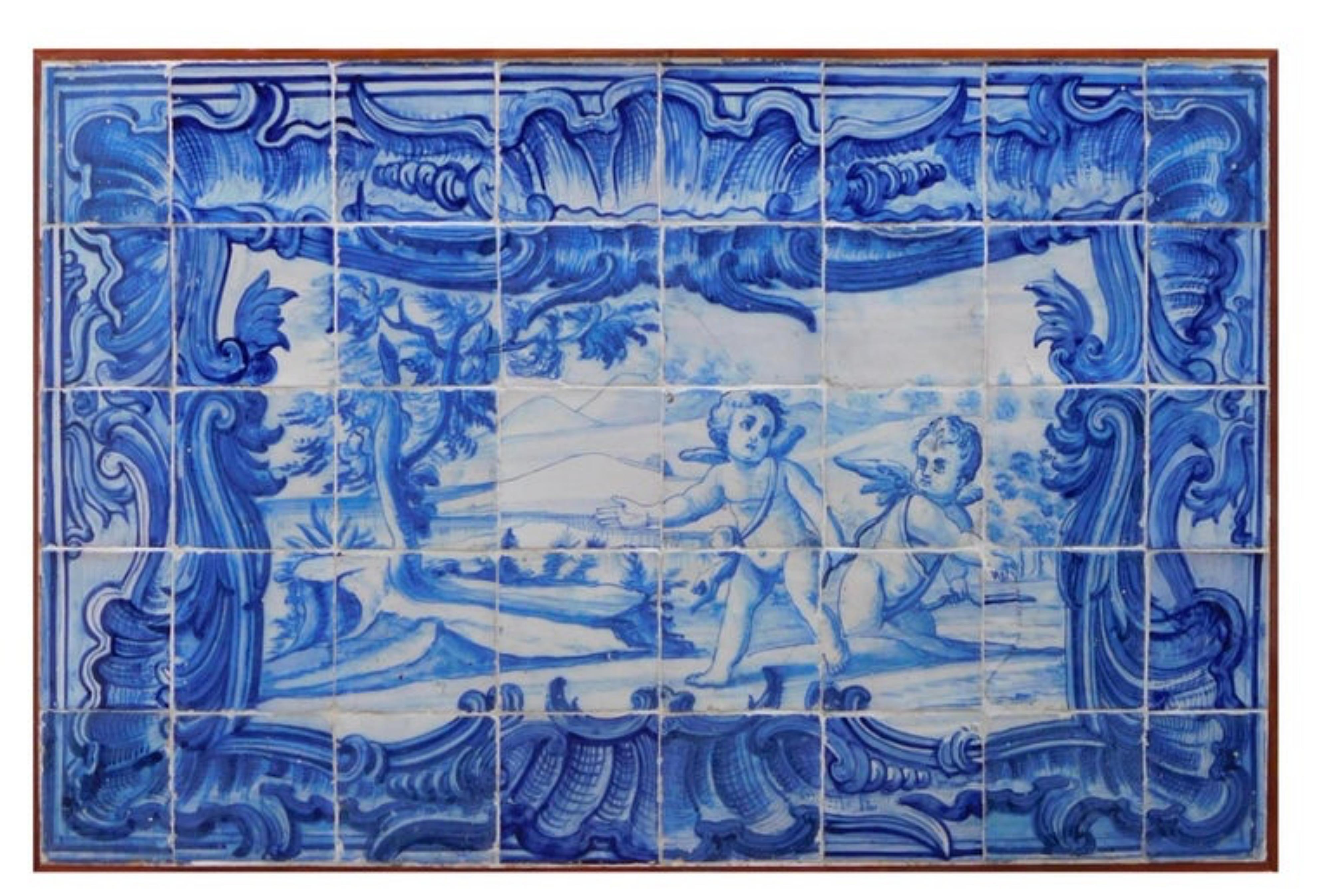 Pannello di piastrelle portoghesi del XVIII secolo 