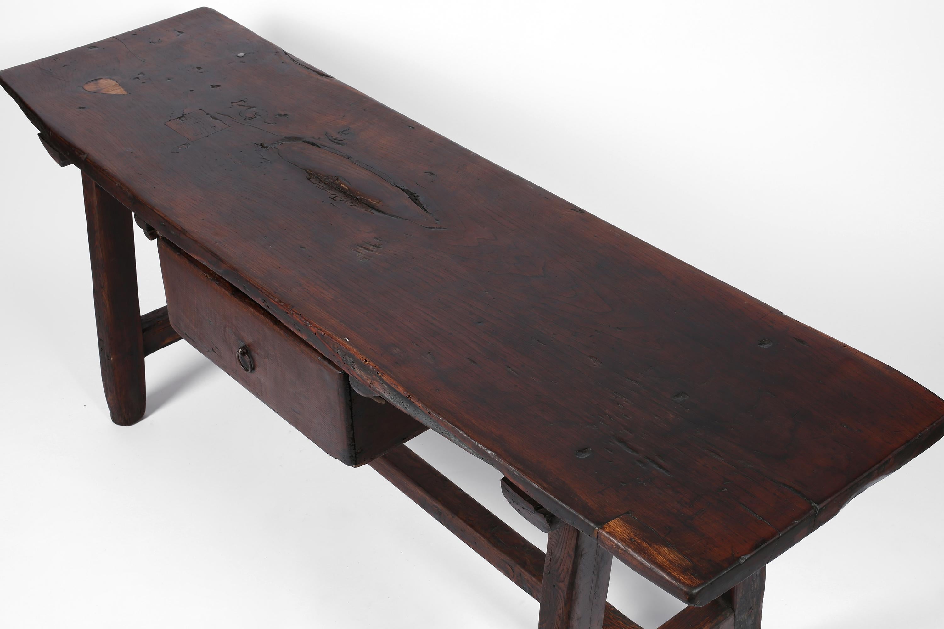 18th Century Portuguese Wabi Sabi Chestnut Console Table 7
