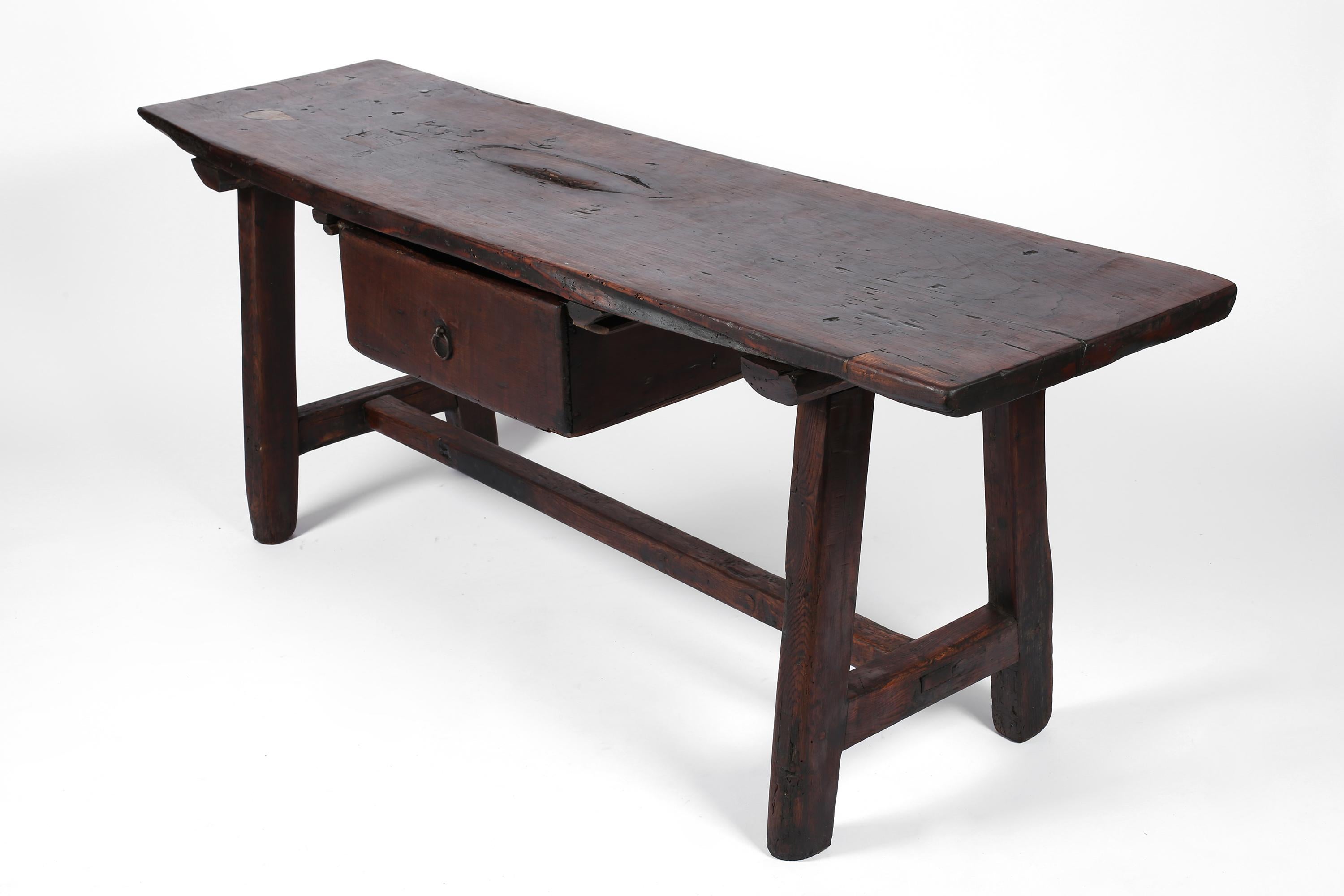 18th Century Portuguese Wabi Sabi Chestnut Console Table 10