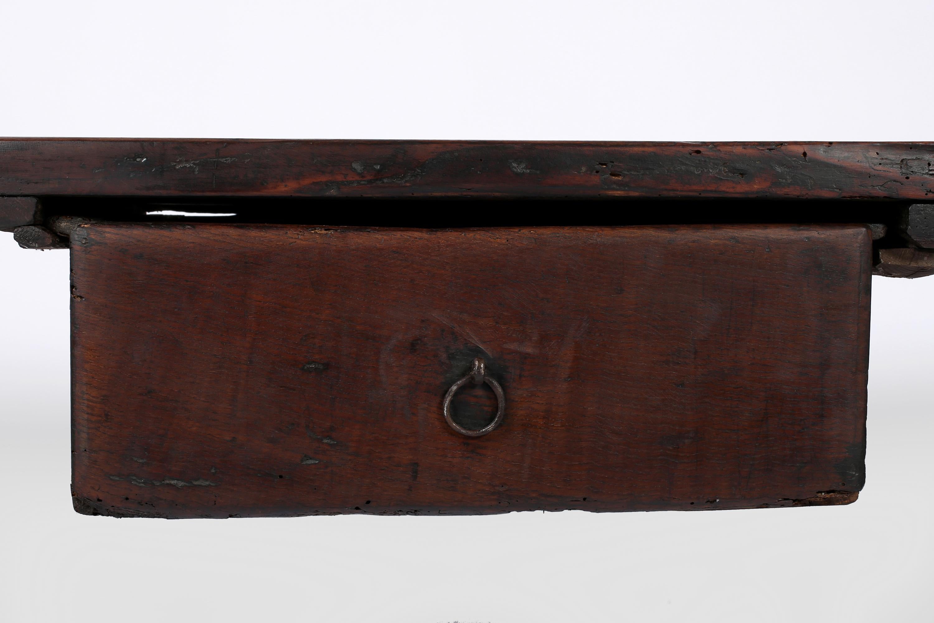 18th Century Portuguese Wabi Sabi Chestnut Console Table In Fair Condition In London, GB