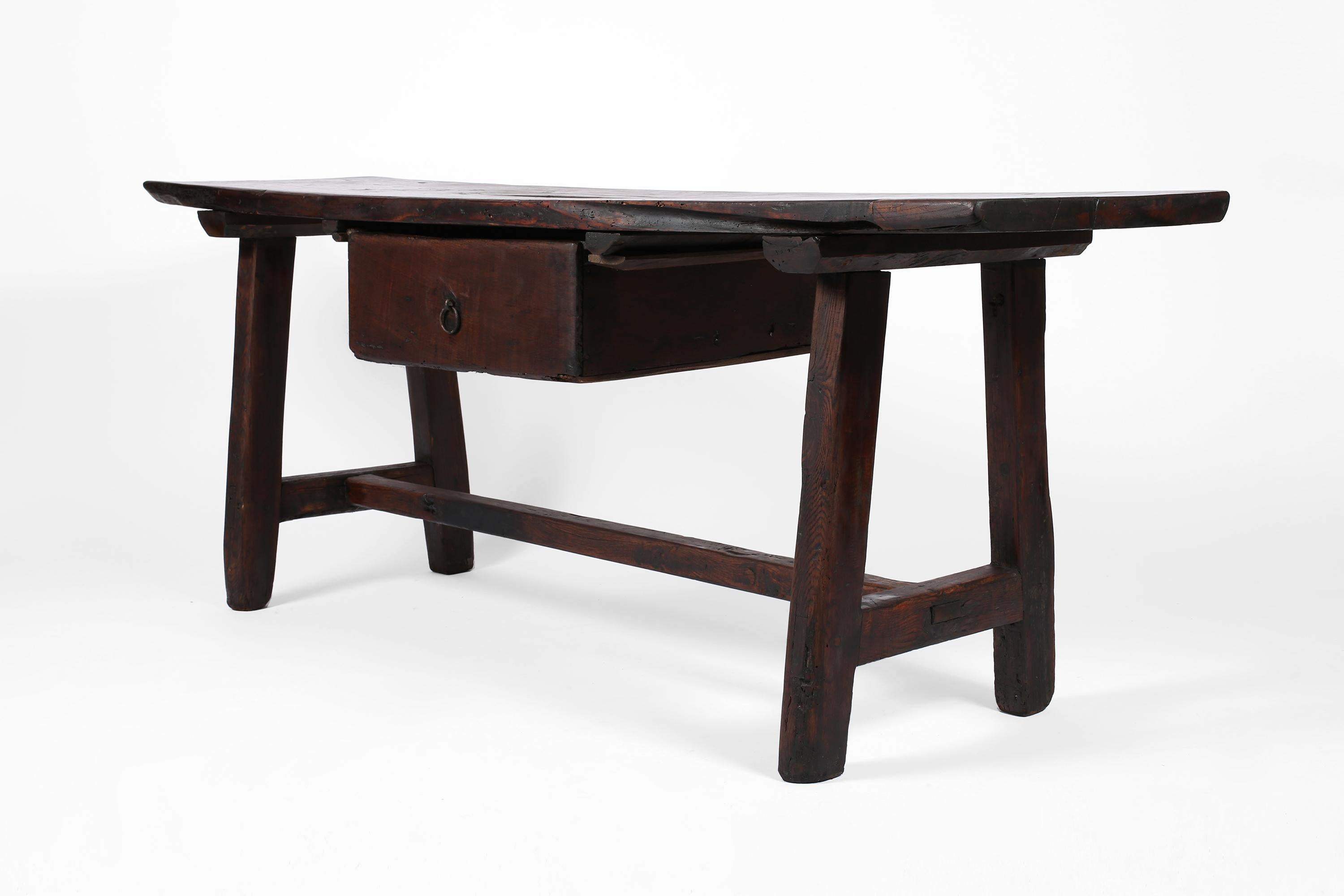 18th Century Portuguese Wabi Sabi Chestnut Console Table 1