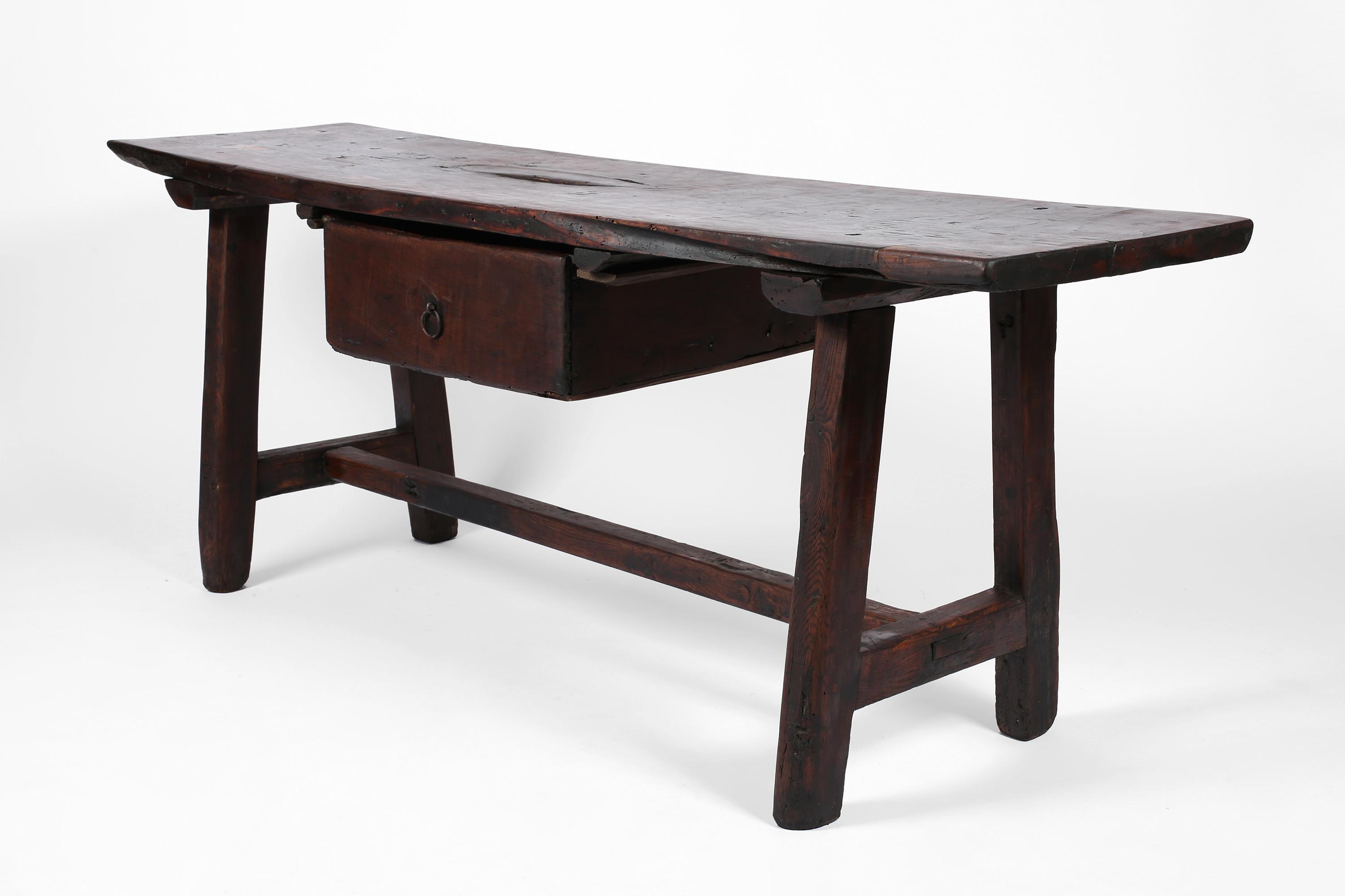 18th Century Portuguese Wabi Sabi Chestnut Console Table 3