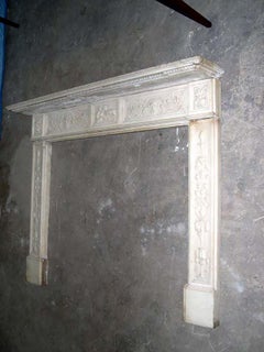 18th Century Possibly Earlier Italian Neoclassical Marble Fireplace Mantel