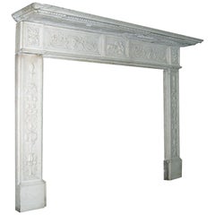 18th Century Possibly Earlier Italian Neoclassical Marble Fireplace Mantel