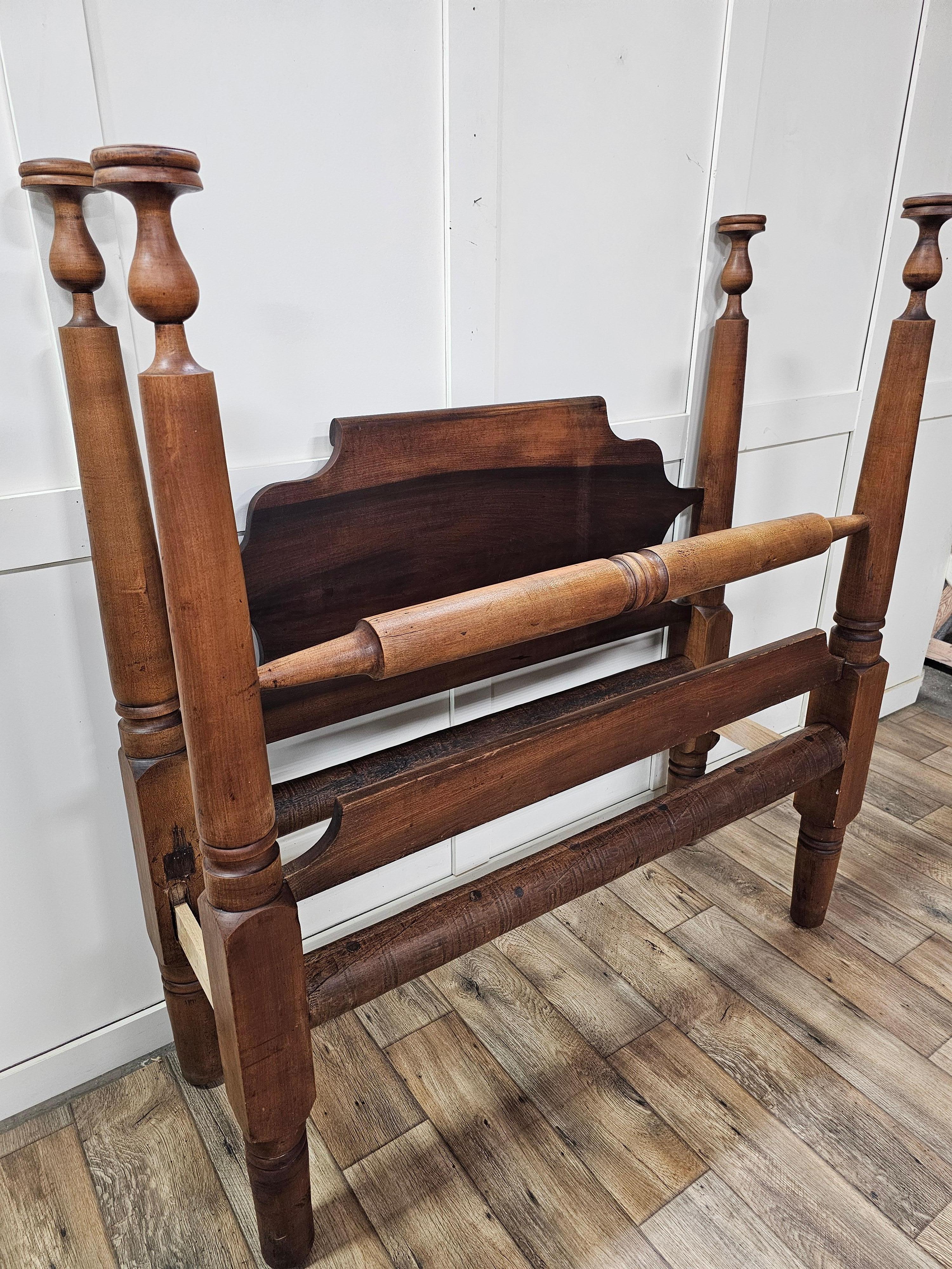 Late 18th Century 18th Century Colonial Walnut Rope Poster Bed For Sale
