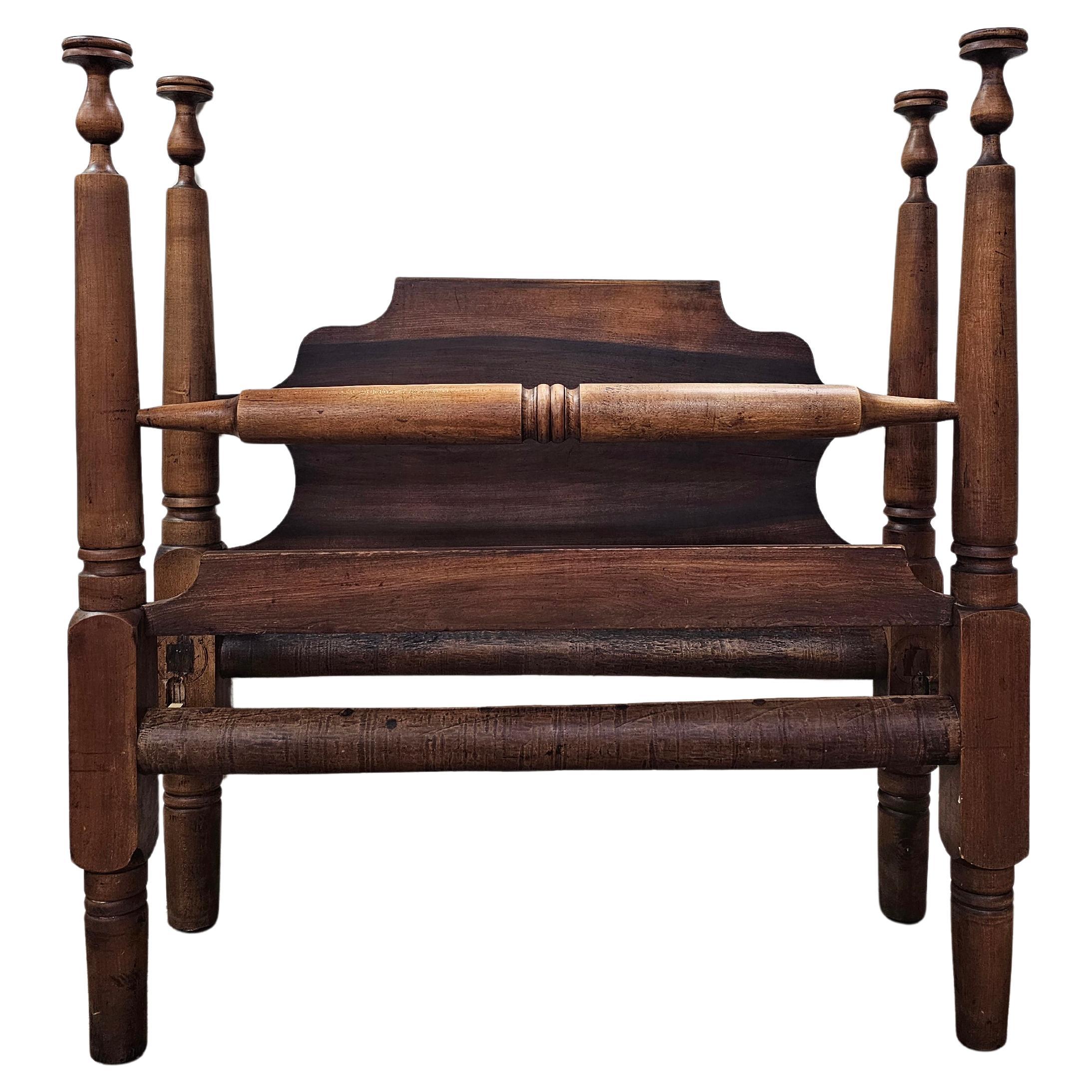 18th Century Colonial Walnut Rope Poster Bed