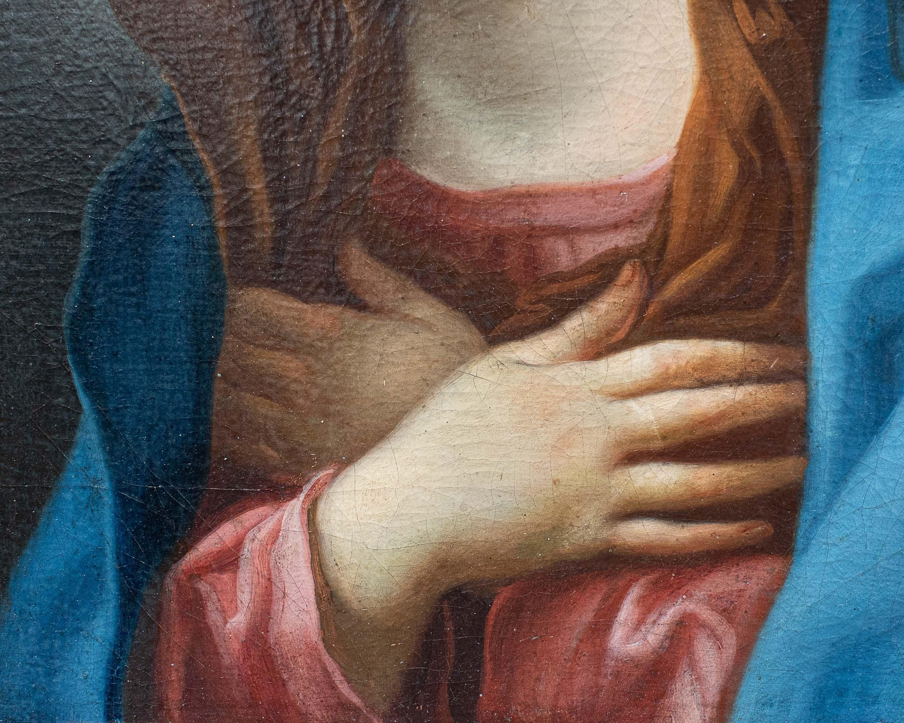 18th Century, Praying Virgin Emilian School Painting Oil on Canvas In Good Condition In Milan, IT
