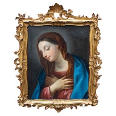 18th Century, Praying Virgin Emilian School Painting Oil on Canvas