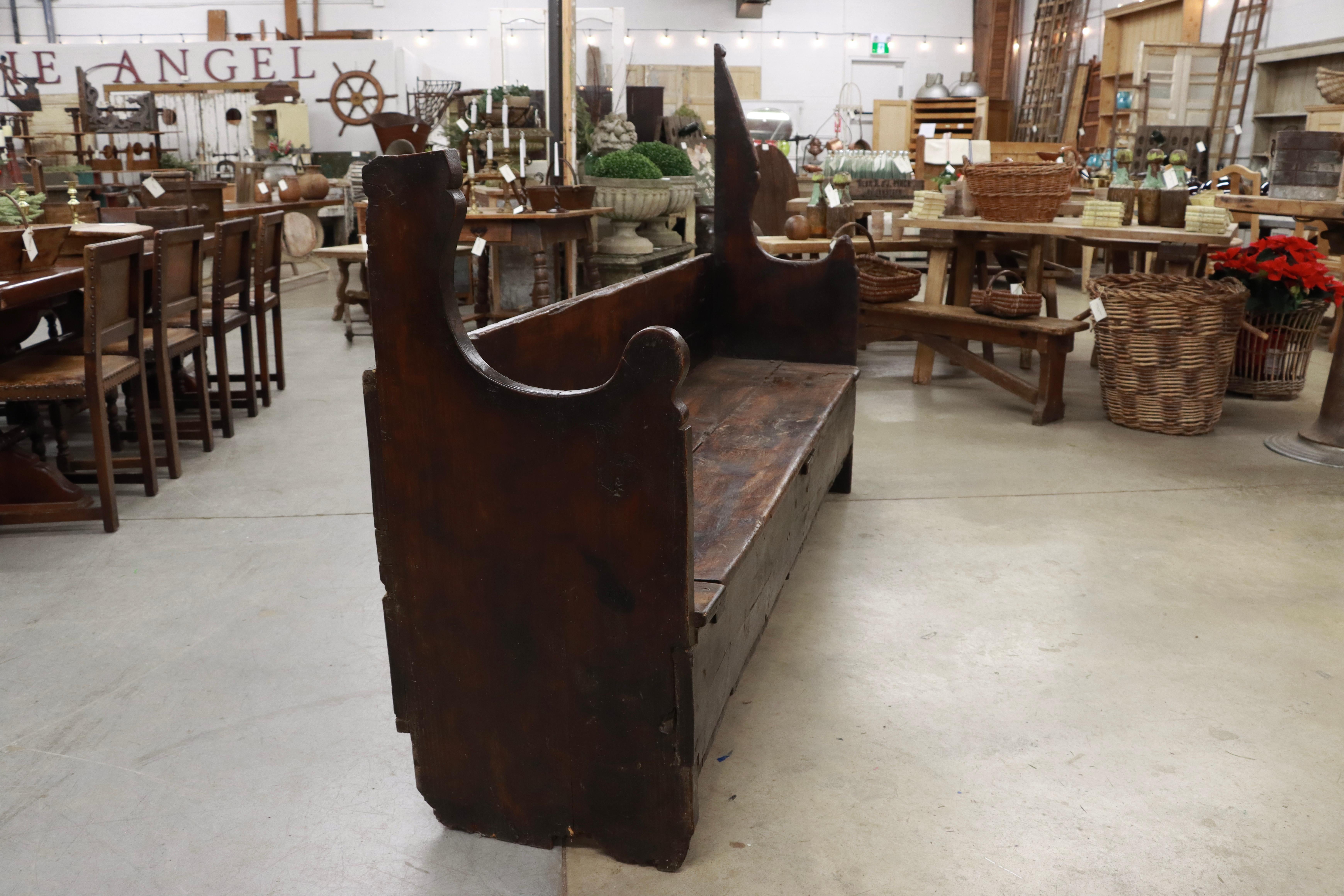Hand-Carved 18th Century Primitive Catalan Bench For Sale