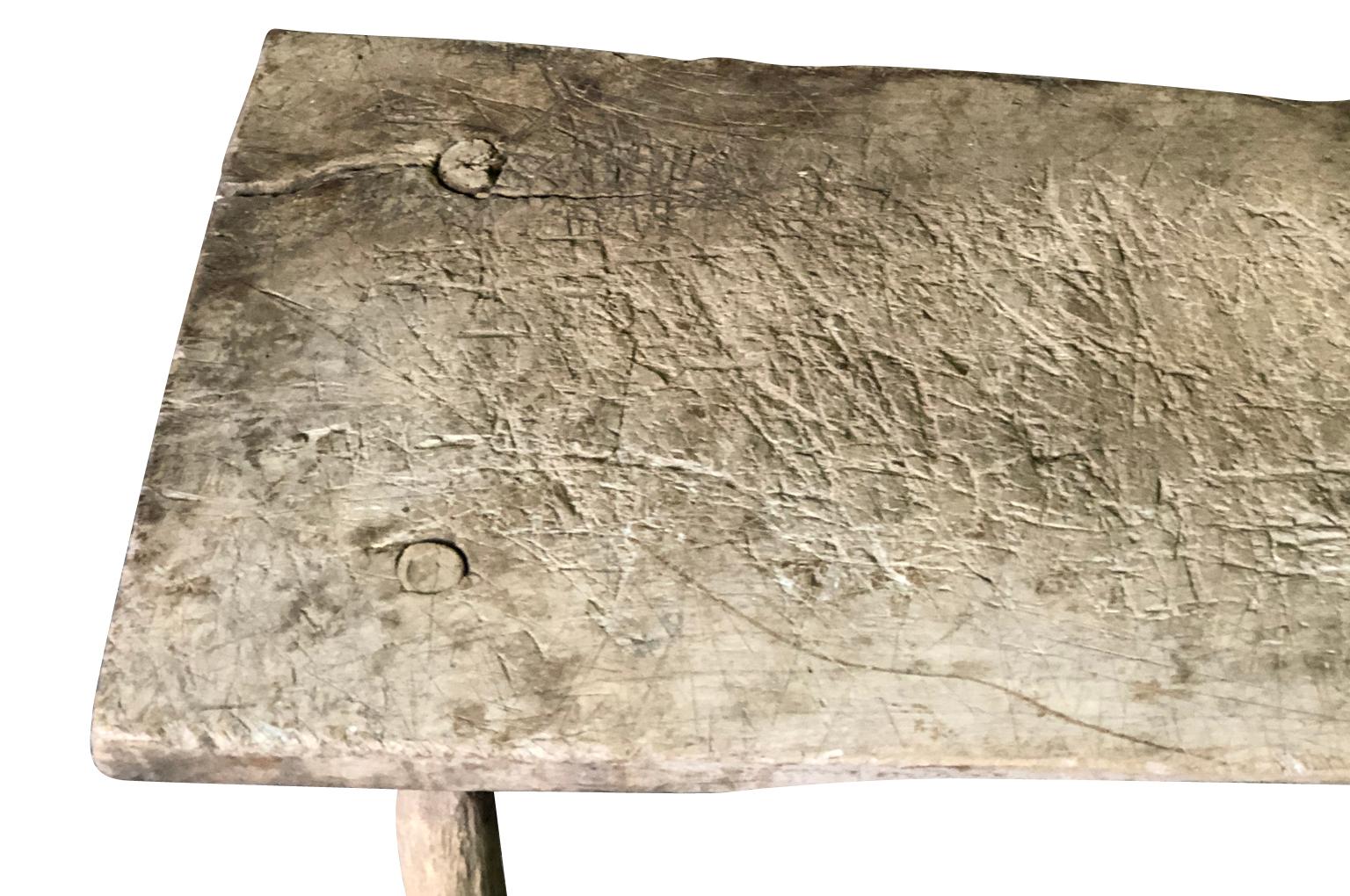 18th Century and Earlier 18th Century Primitive Chestnut Bench