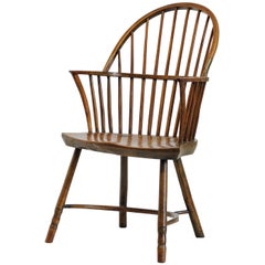18th Century Primitive English Stick Back Windsor Chair, Original Paint, Naive