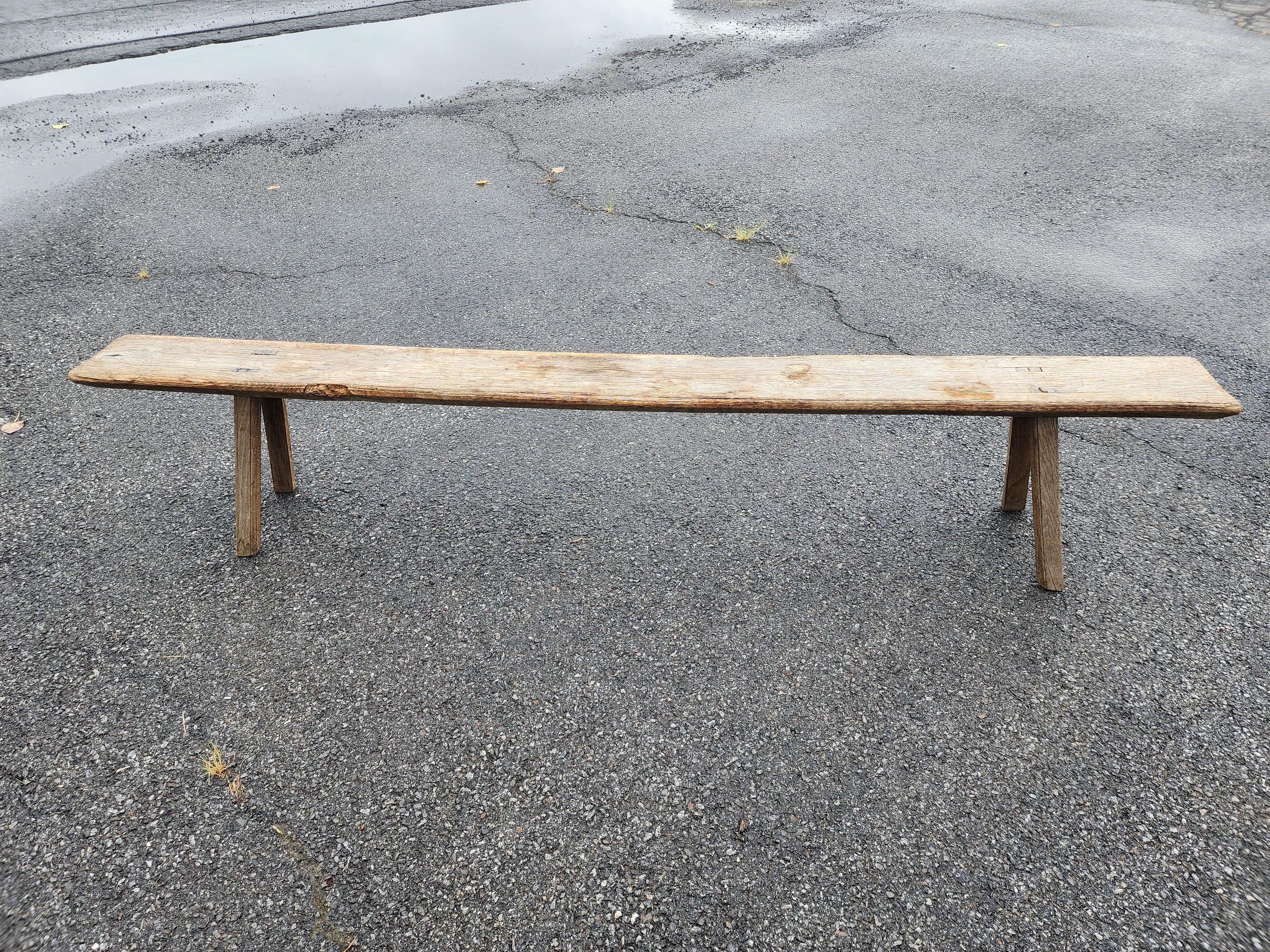 18th Century Primitive French Oak Long Bench For Sale 1