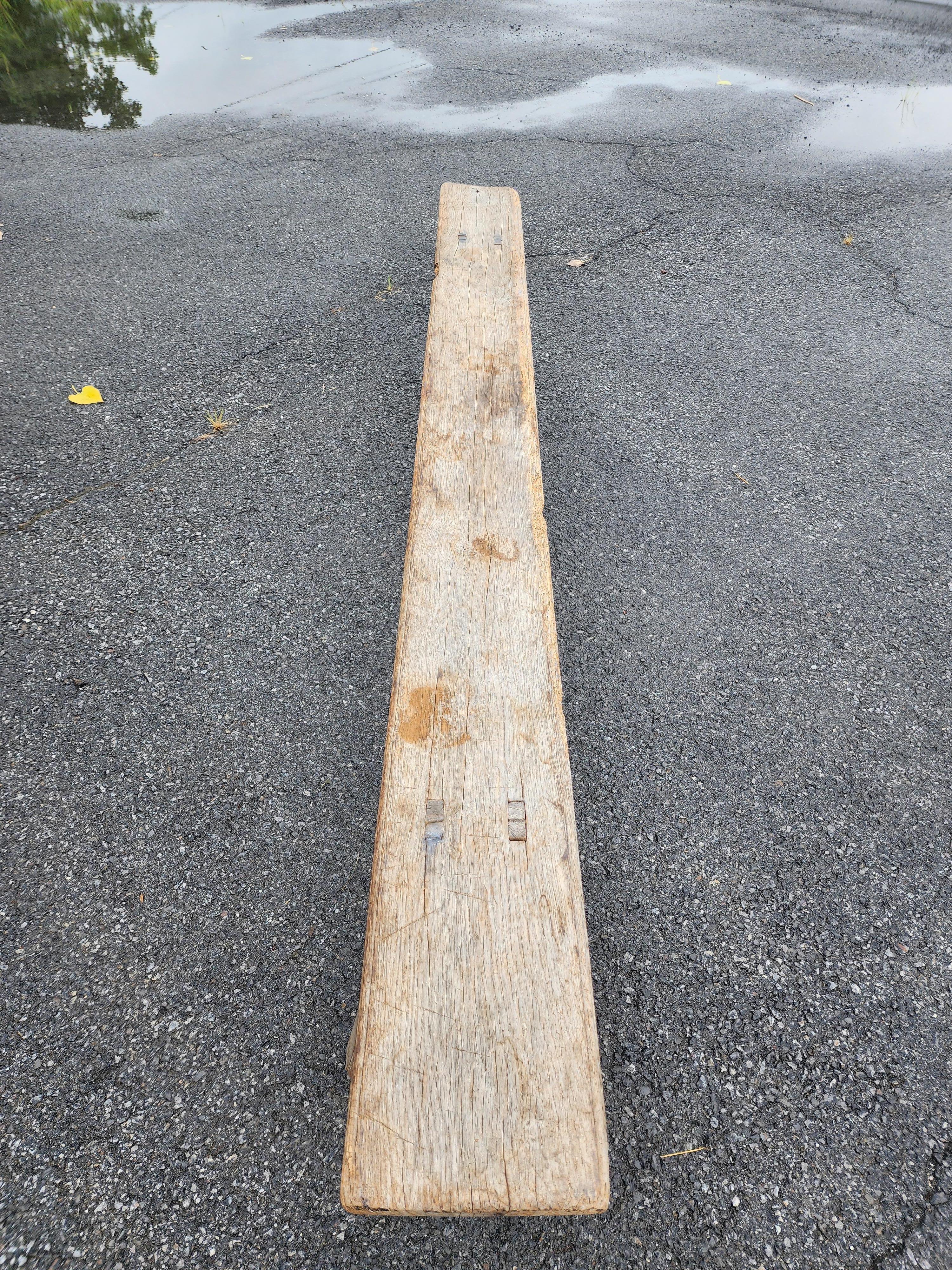 18th Century Primitive French Oak Long Bench For Sale 2