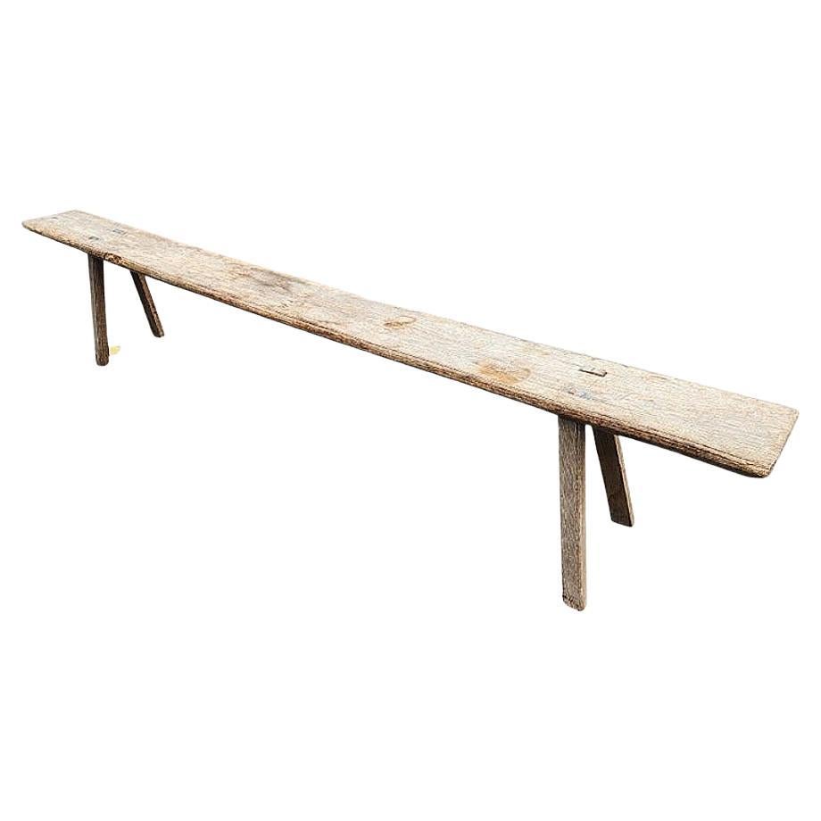 18th Century Primitive French Oak Long Bench For Sale