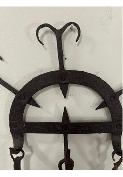 18th Century Primitive Kitchen Rack With Tools including Oyster Shucker