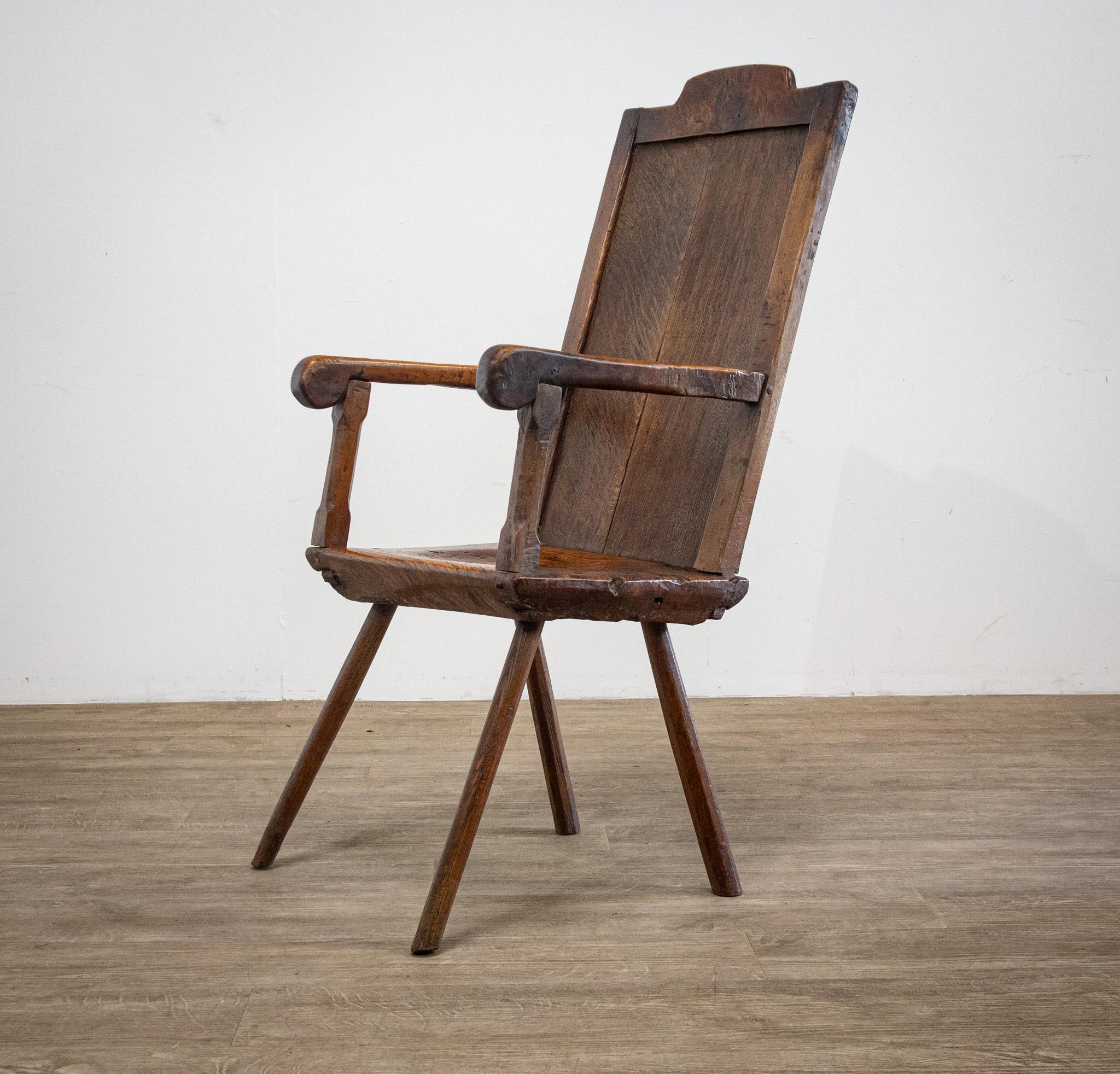 British 18th Century Primitive Oak Chair For Sale