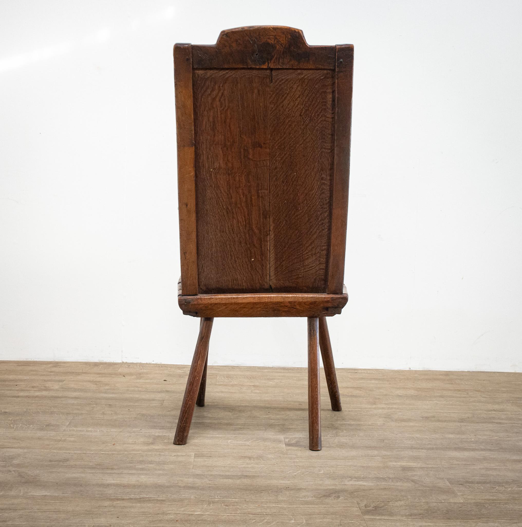 18th Century Primitive Oak Chair In Distressed Condition For Sale In Newark, GB
