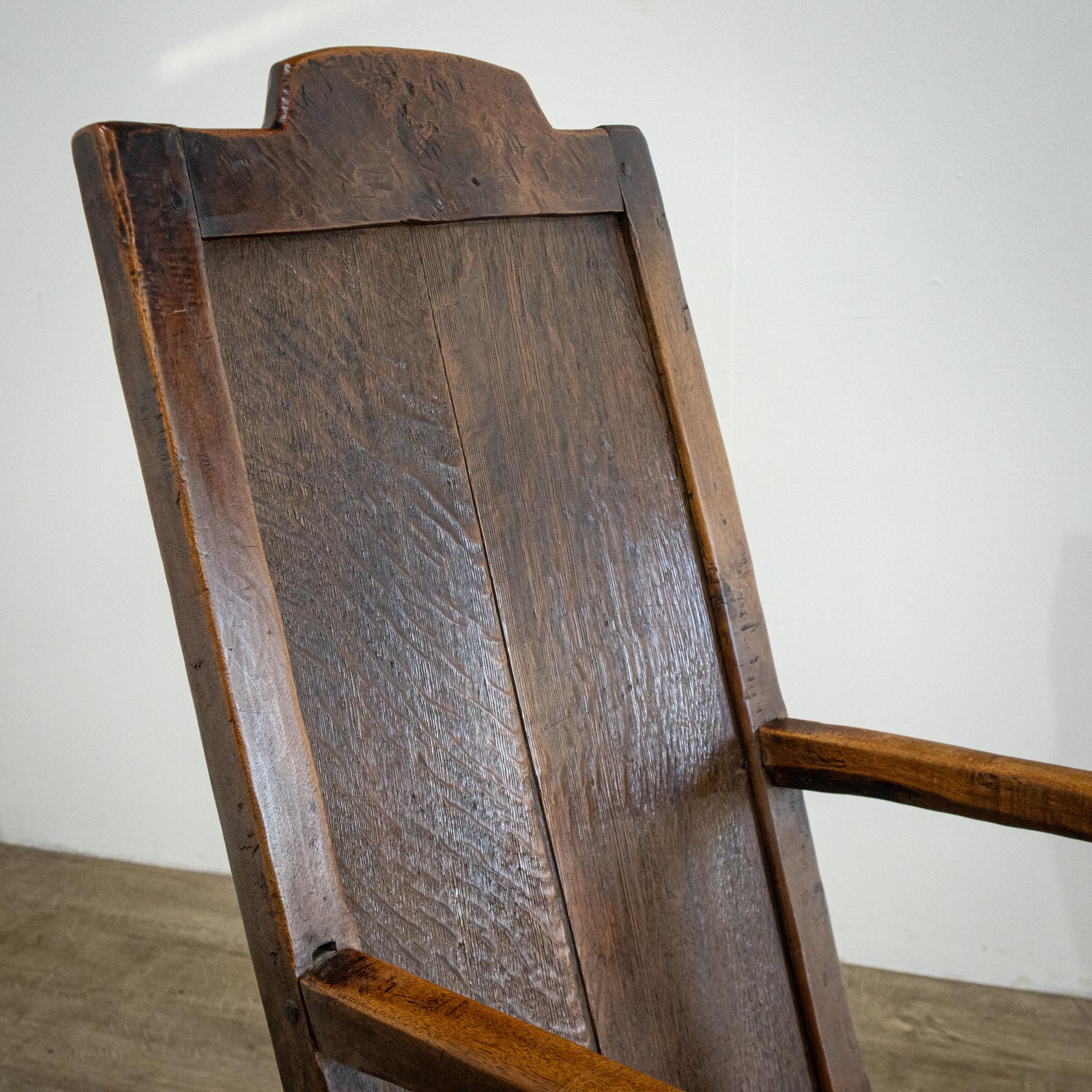 18th Century and Earlier 18th Century Primitive Oak Chair For Sale