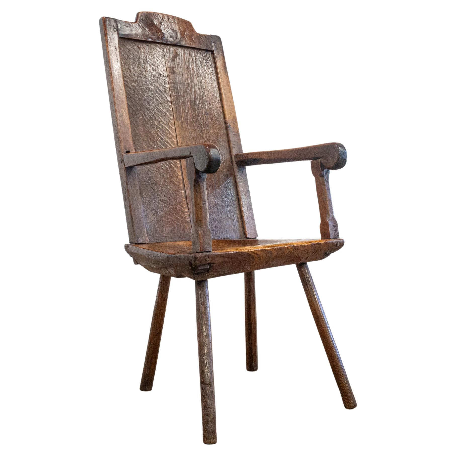 18th Century Primitive Oak Chair For Sale