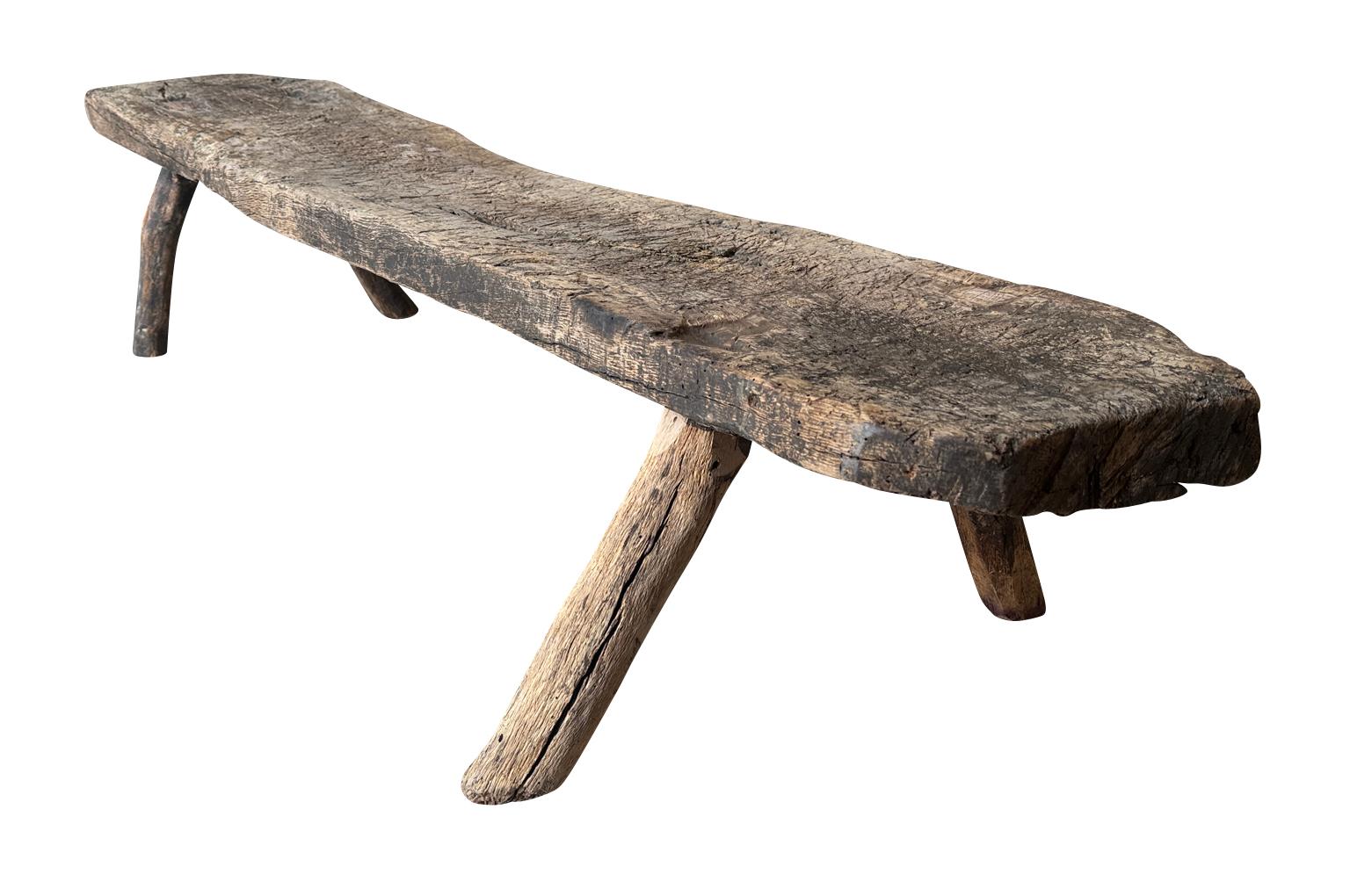 Banc espagnol primitif du 18e siècle Bon état - En vente à Round Top, TX