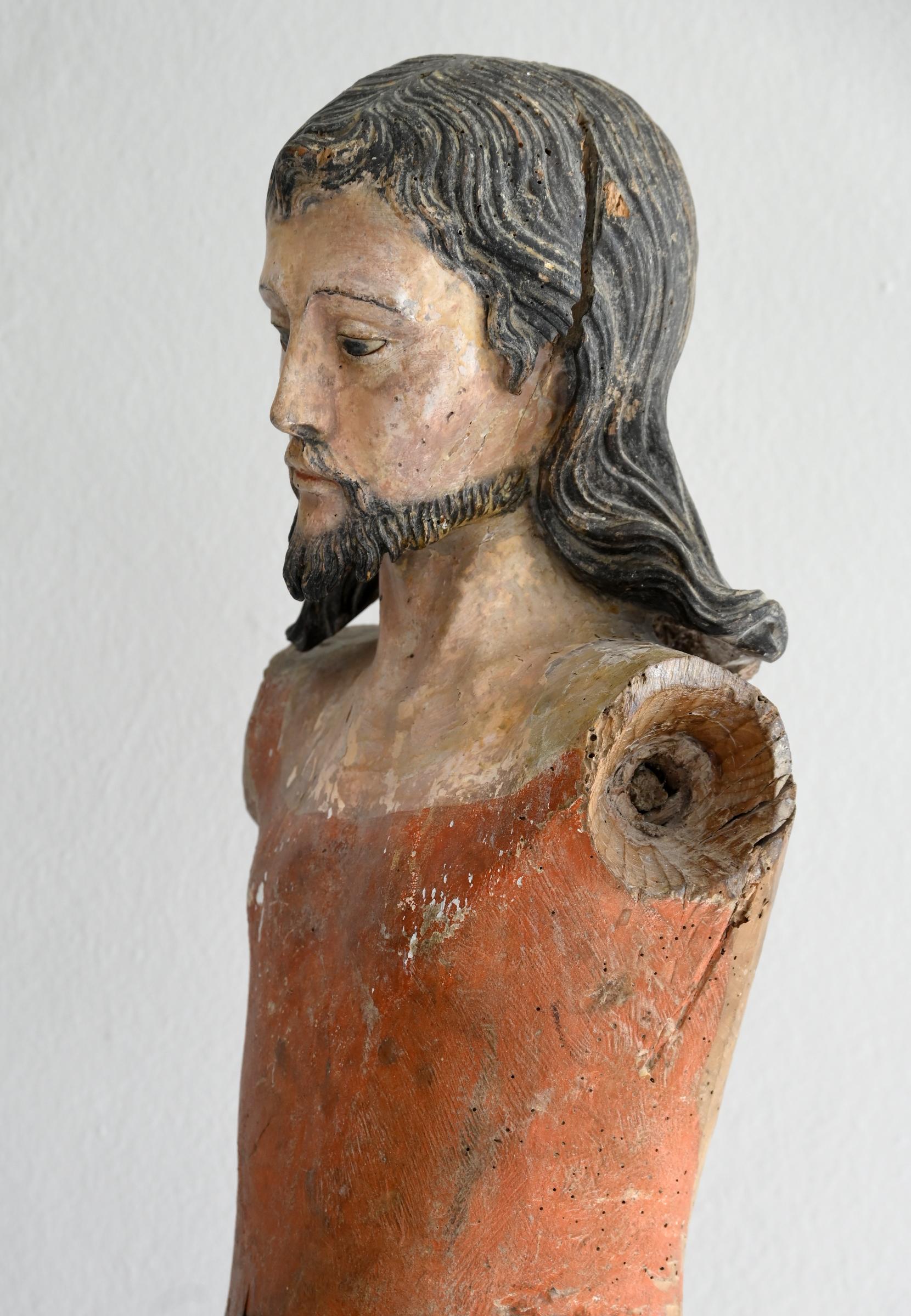 Baroque 17th Century Processional Figur Mannequins Jesus Christus Carved Painted Wood For Sale