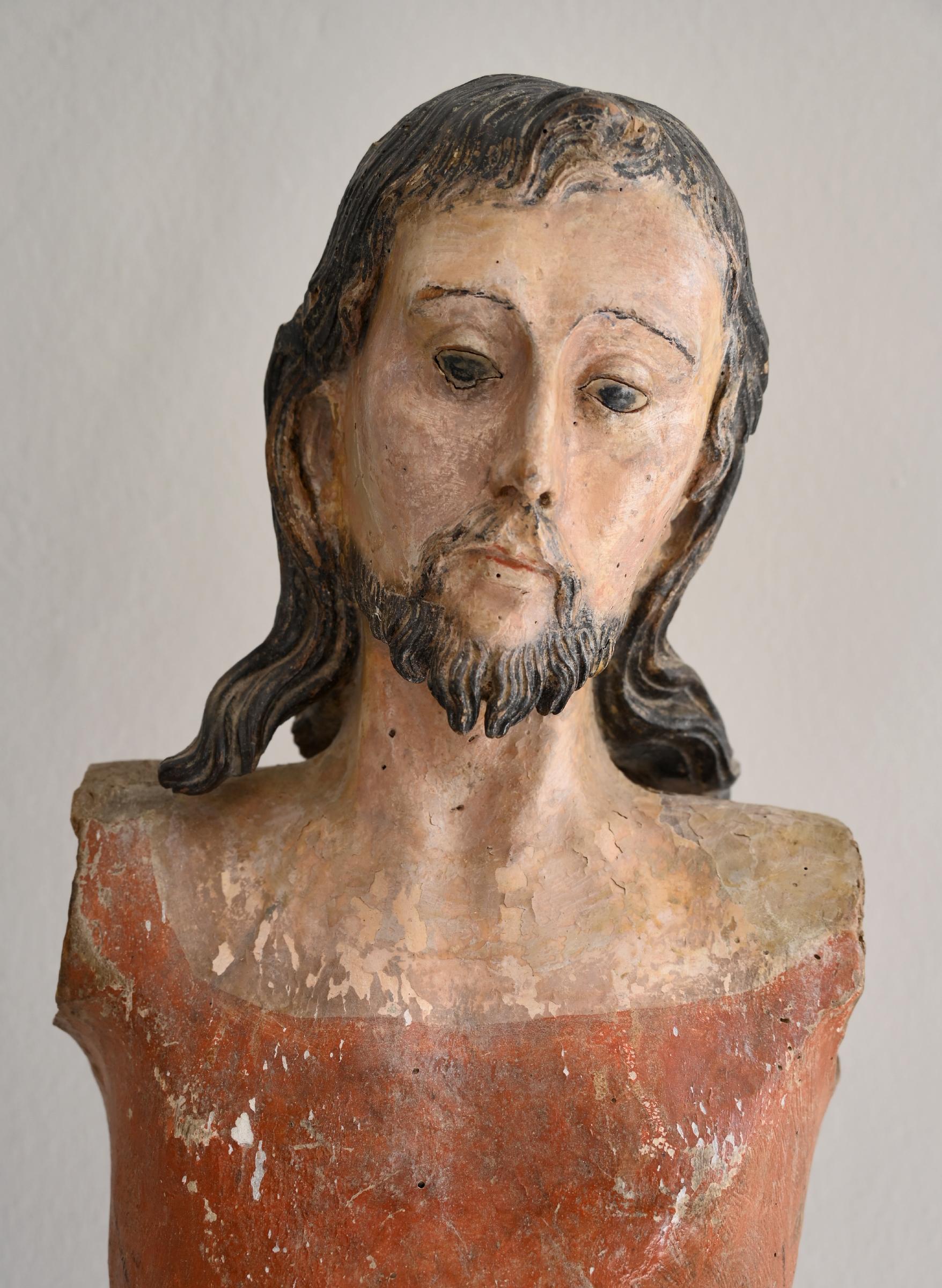 Prozessionelle Figuren von Jesus Christus, geschnitztes, bemaltes Holz im Zustand „Relativ gut“ im Angebot in Epfach, DE