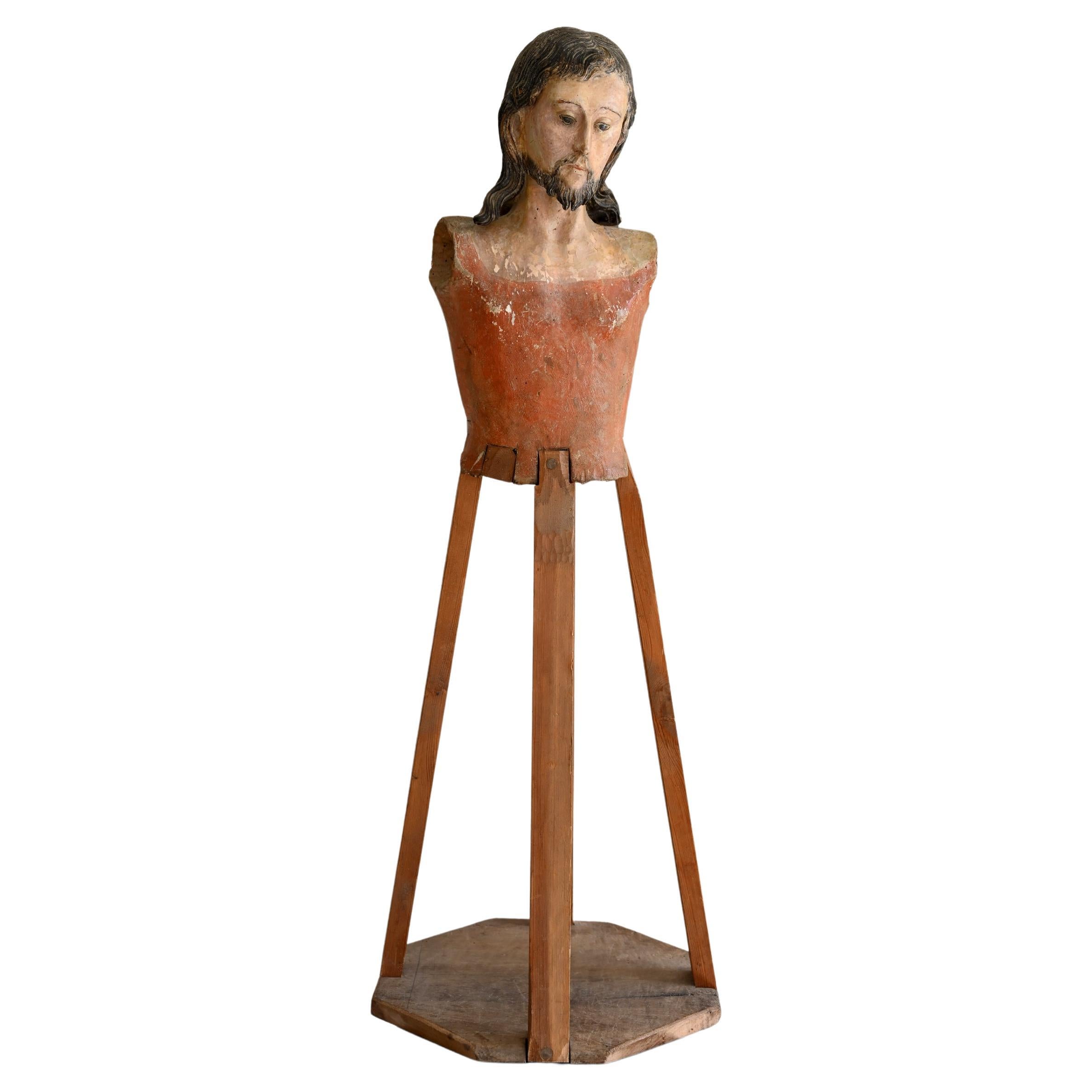 17th Century Processional Figur Mannequins Jesus Christus Carved Painted Wood For Sale