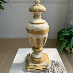 18th Century Processional Gilt Iron IHS Cross Mounted on a Baroque Altar Vase