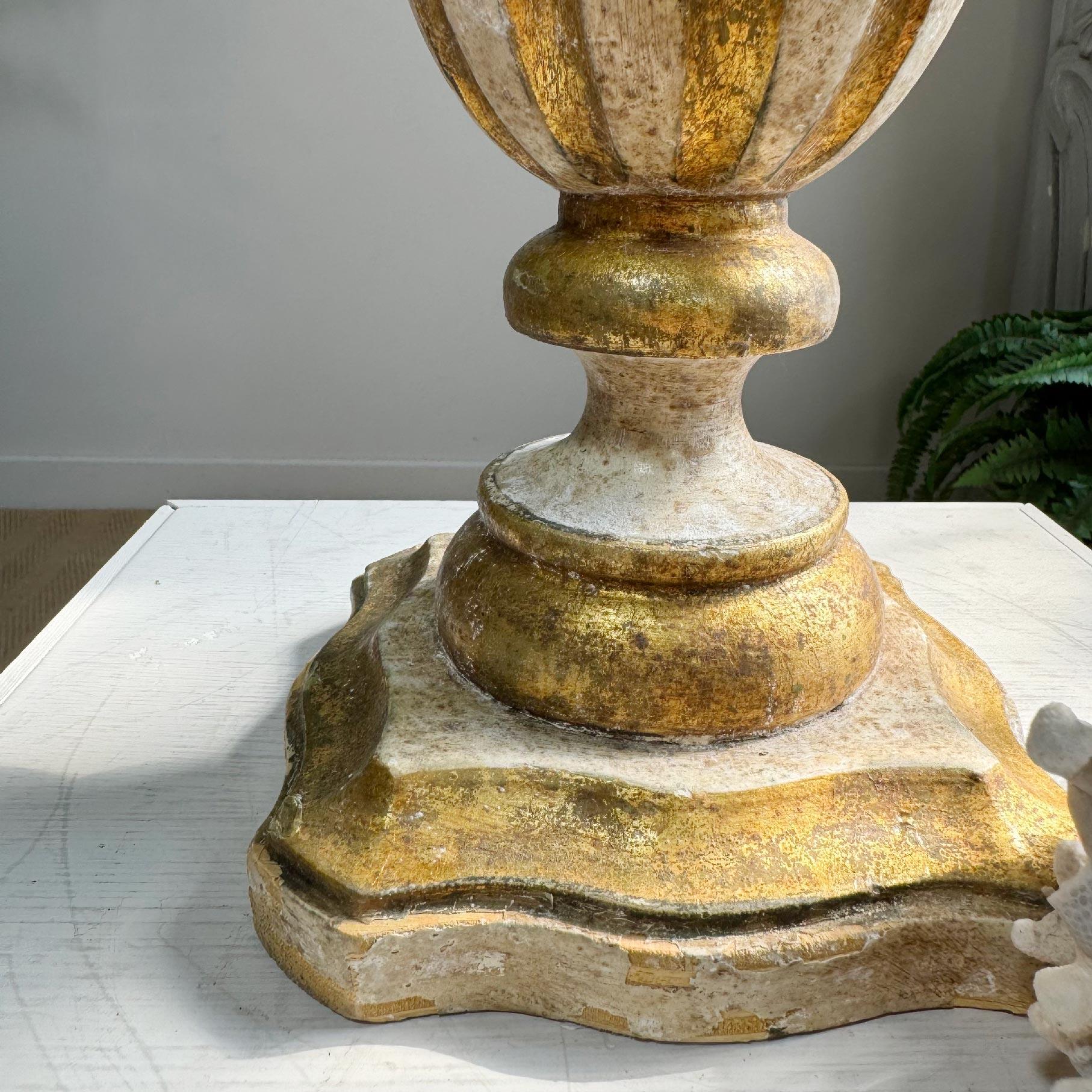 Gesso 18th Century Processional Gilt Iron IHS Cross Mounted on a Baroque Altar Vase en vente